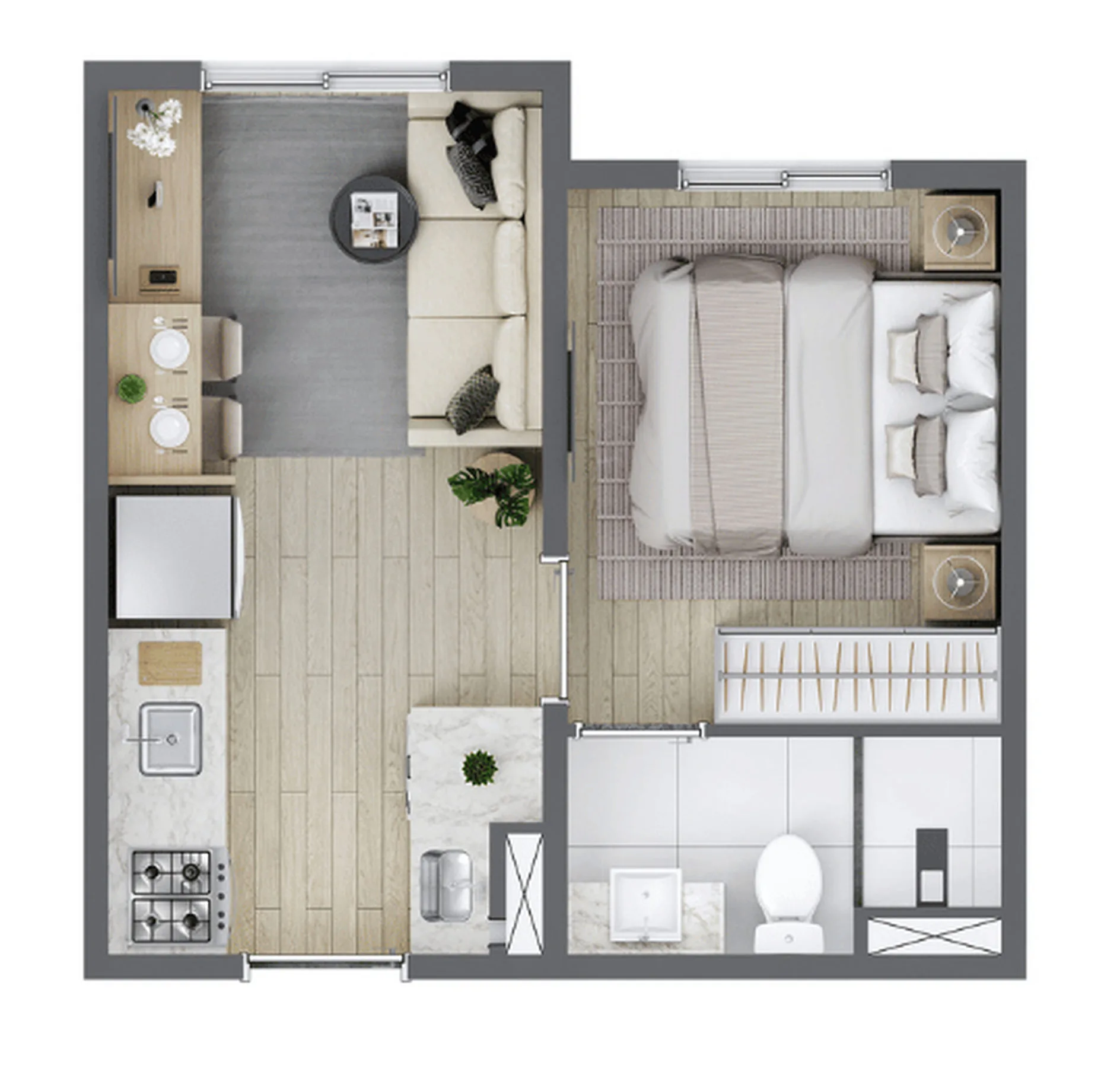 Planta do Botânica Santana em Santana — 1 dormitório – 24 m²