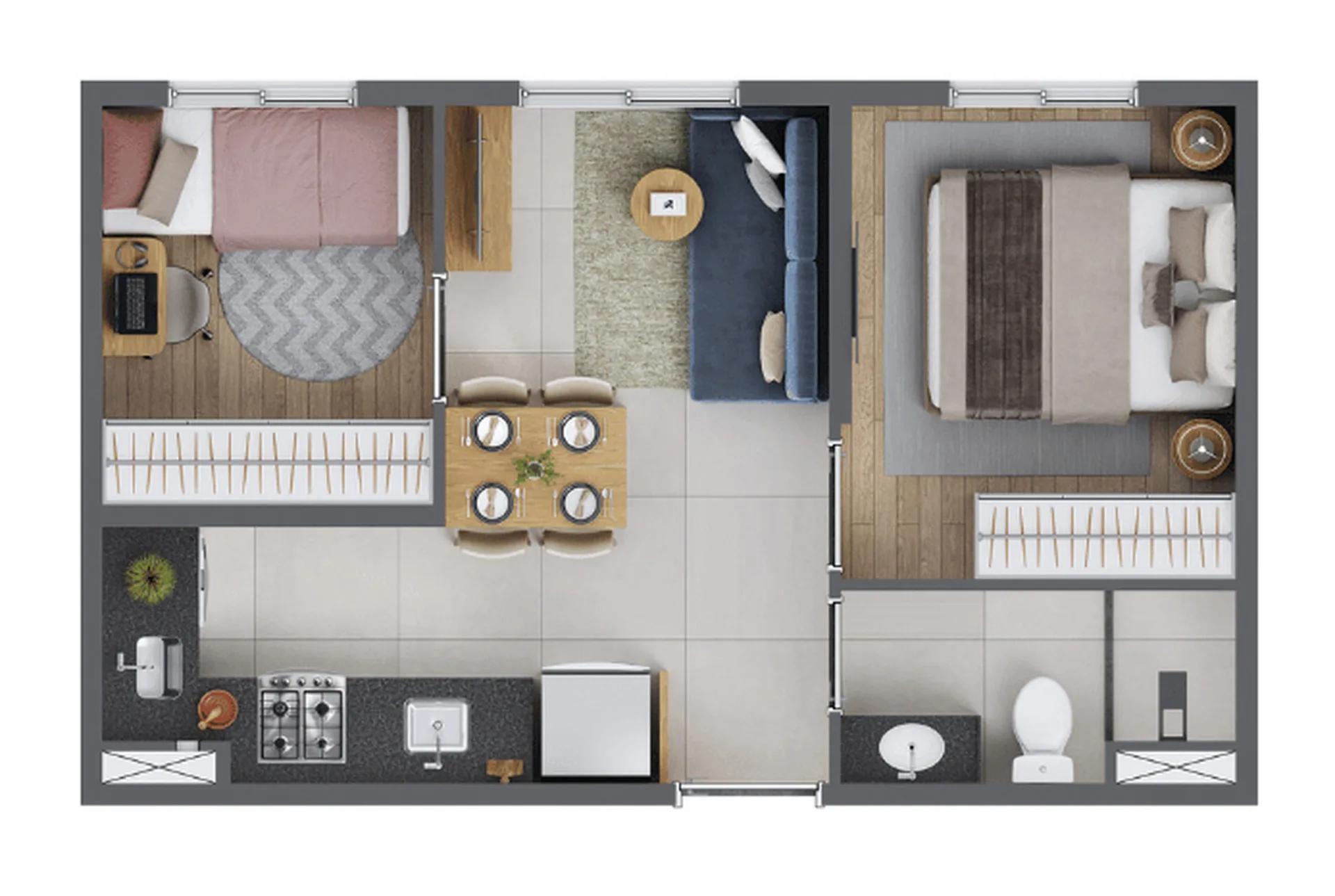 Planta do Botânica Santana em Santana — 2 dormitórios – 32 m²