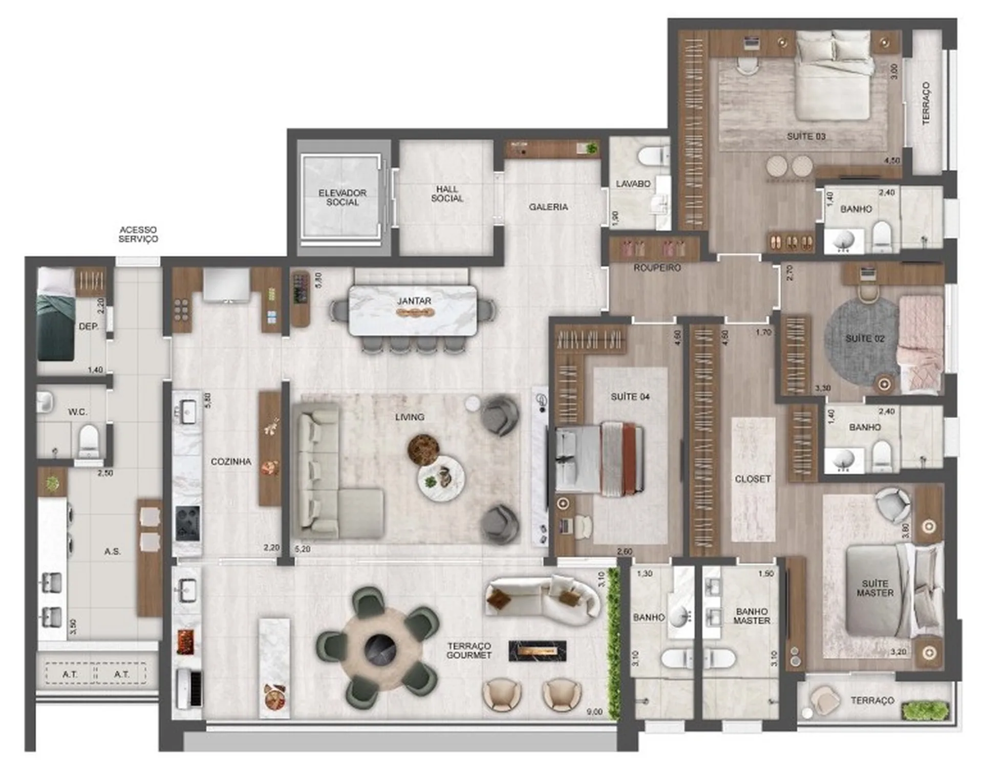 Planta do Château Jardin Harmonie — 4 dormitórios – 215 m²