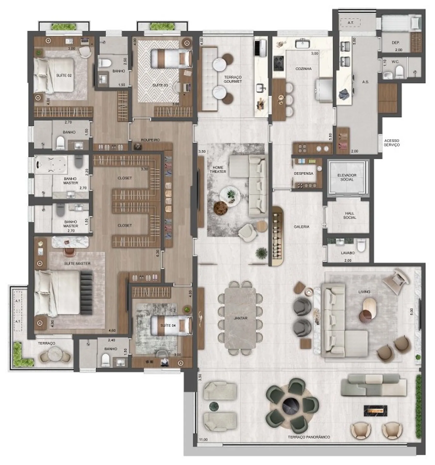 Planta do Château Jardin Lumière — 4 dormitórios – 355 m²