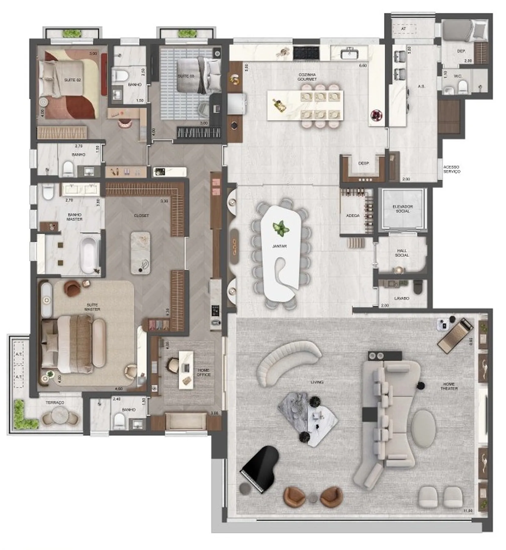 Planta do Château Jardin Lumière — 3 dormitórios – 355 m²