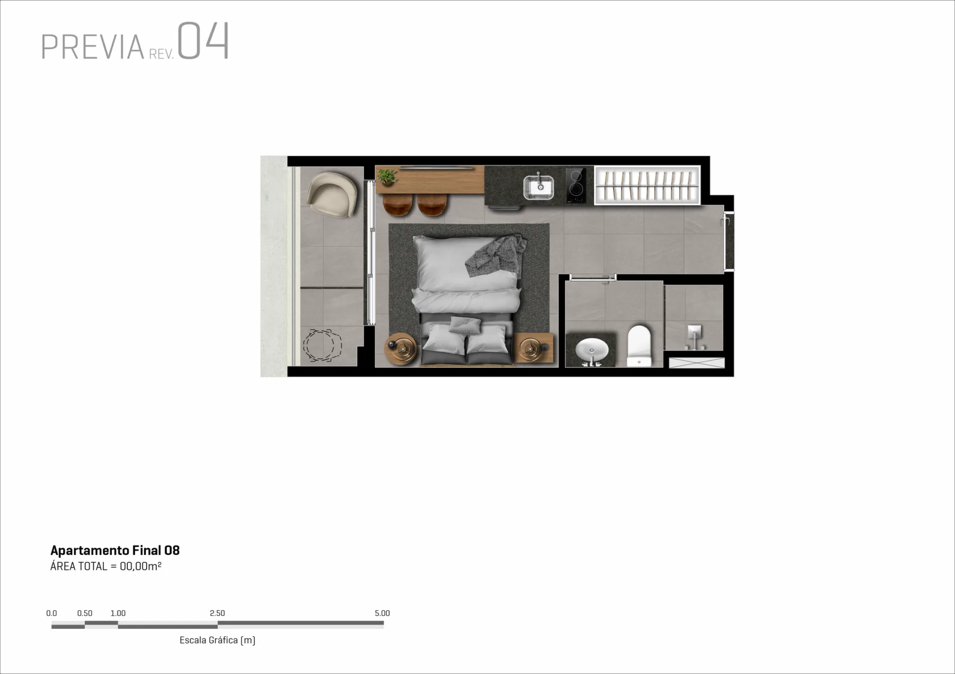 Planta do Citzy Paulista em Bela Vista — 1 dormitório – 21 m²