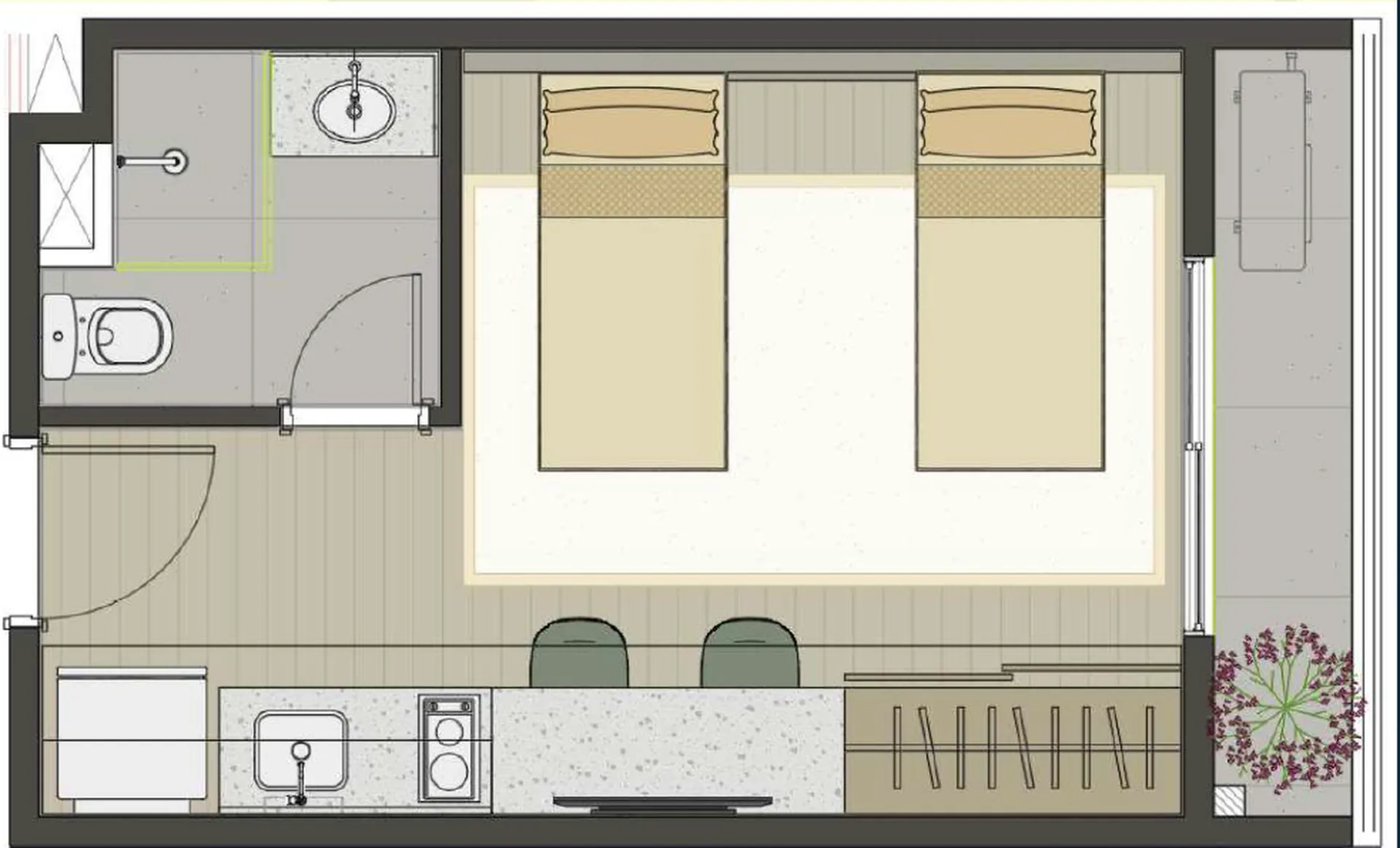Planta do Connect Imigrantes — 1 dormitório – 25 m² Studio