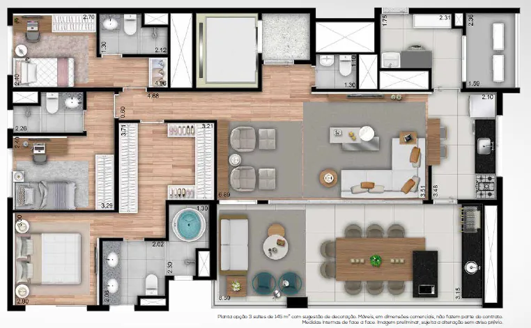 Planta do Dom Ipiranga em Ipiranga — 3 dormitórios – 145 m²