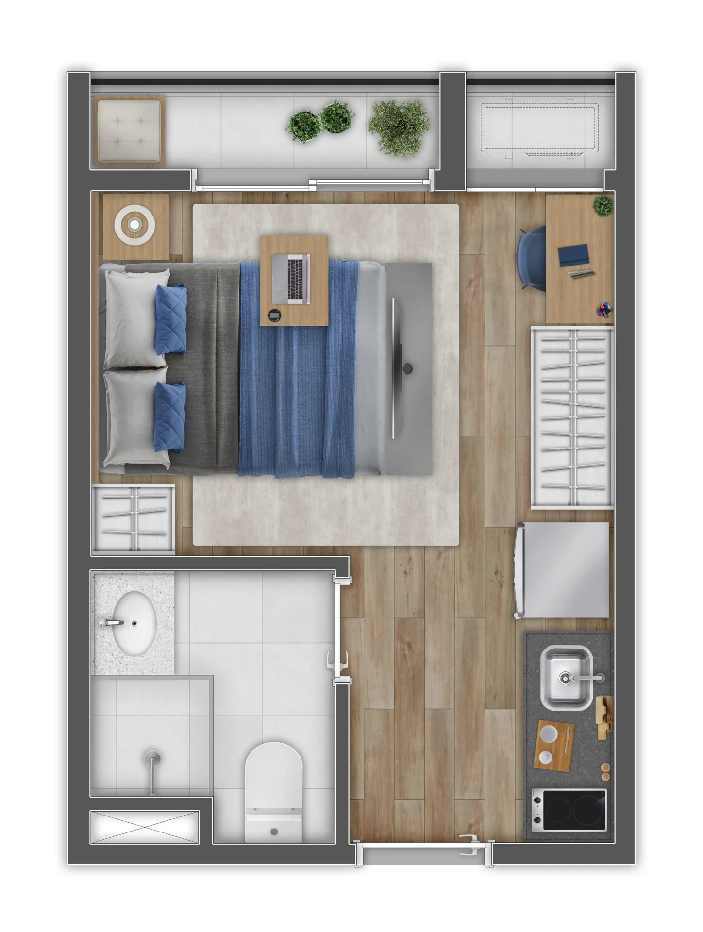 Planta do Flow Vila Matilde em Vila Matilde — 1 dormitório – 19 m² Studio