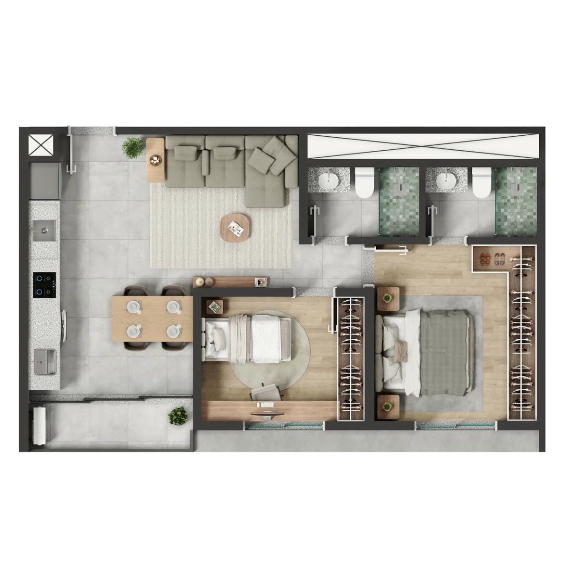 Planta do Fradique em Pinheiros — 2 dormitórios – 57 m²