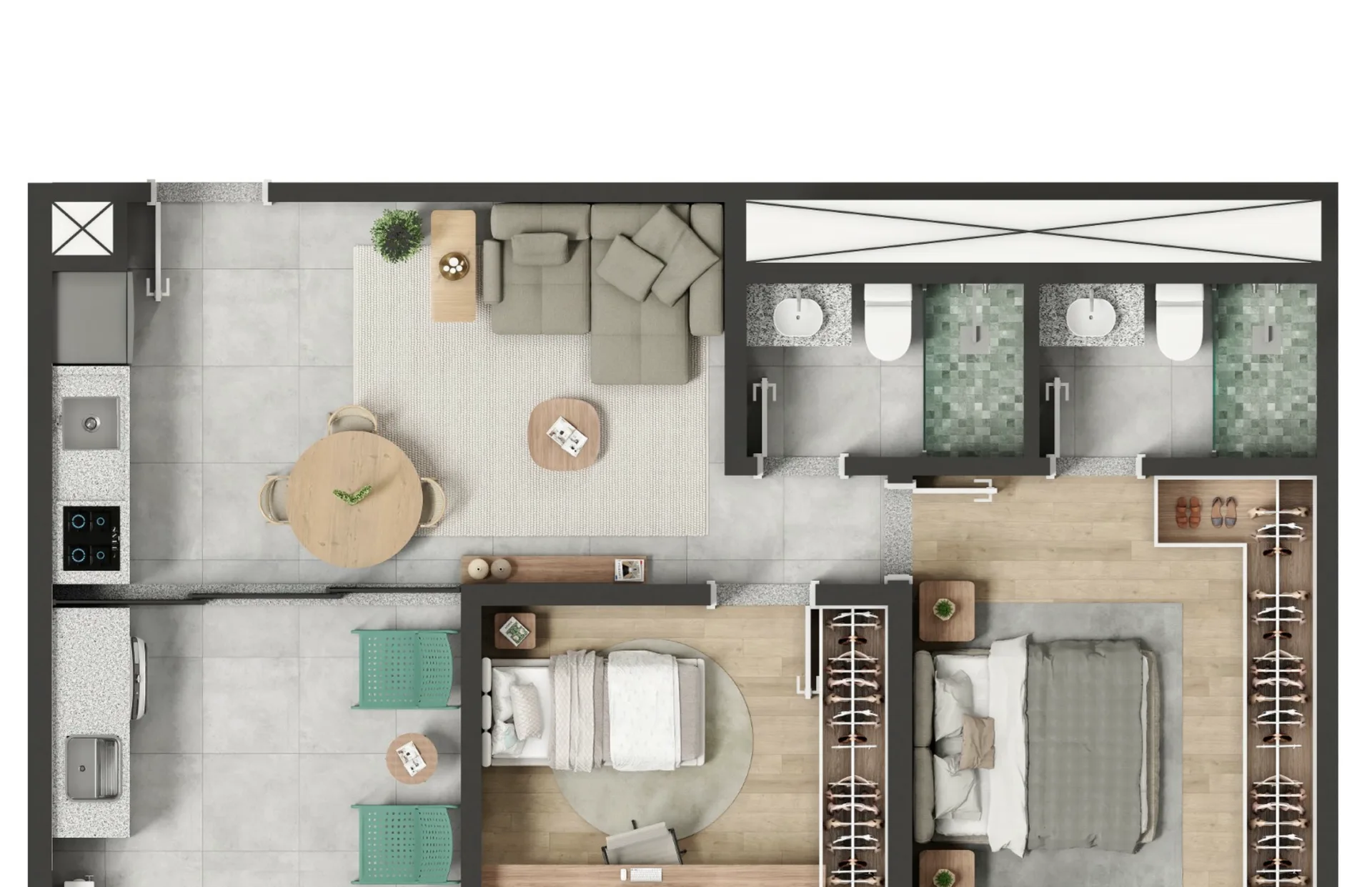 Planta do Fradique em Pinheiros — 2 dormitórios – 57 m²