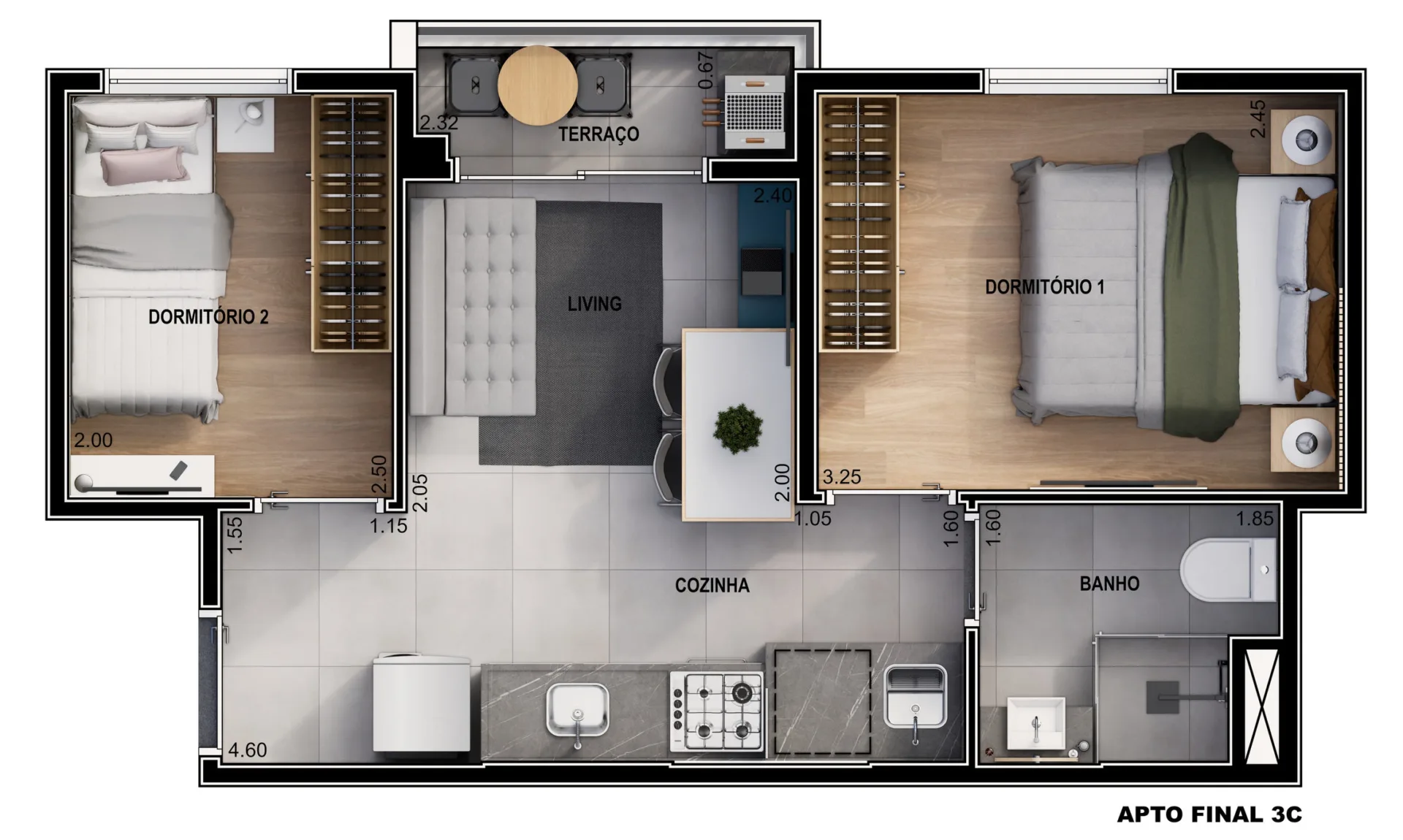 Planta do Haus Alto do Ipiranga em Alto do Ipiranga — 2 dormitórios – 34,47 m²