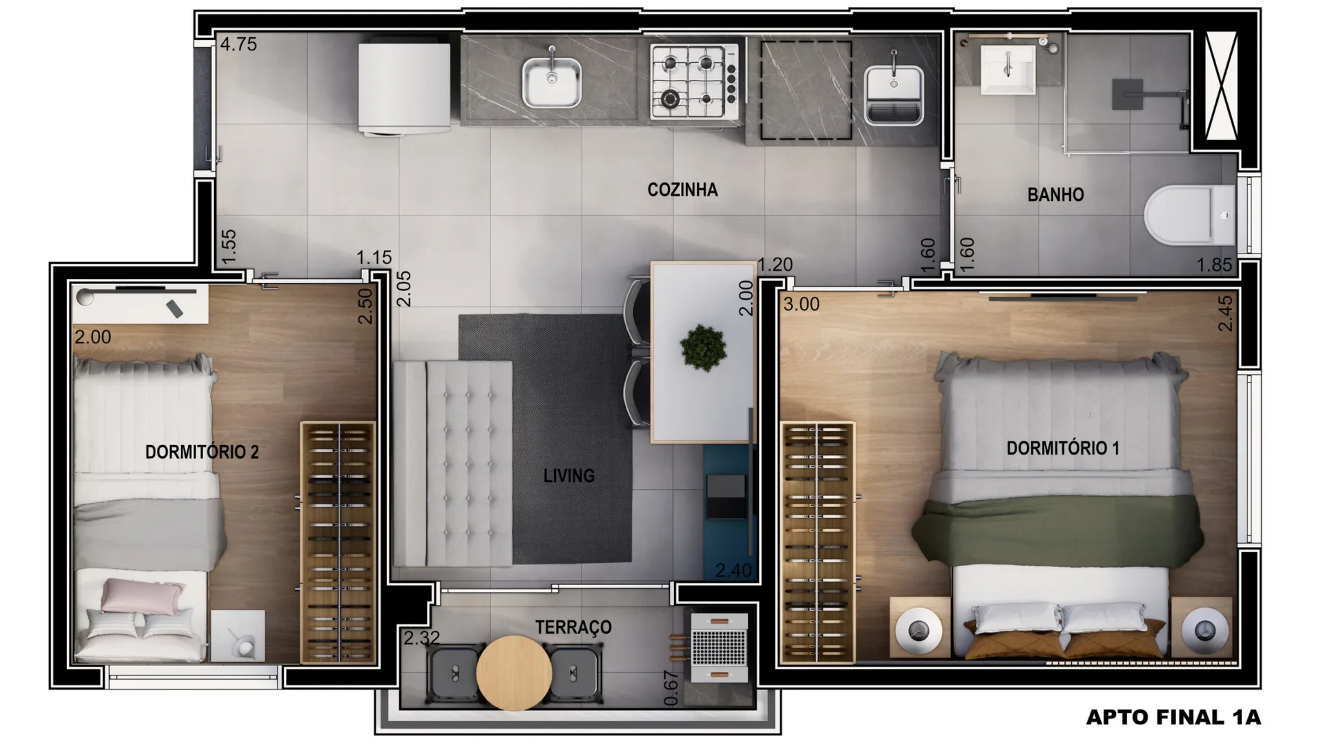Planta do Haus Alto do Ipiranga em Alto do Ipiranga — 2 dormitórios – 34,94 m²