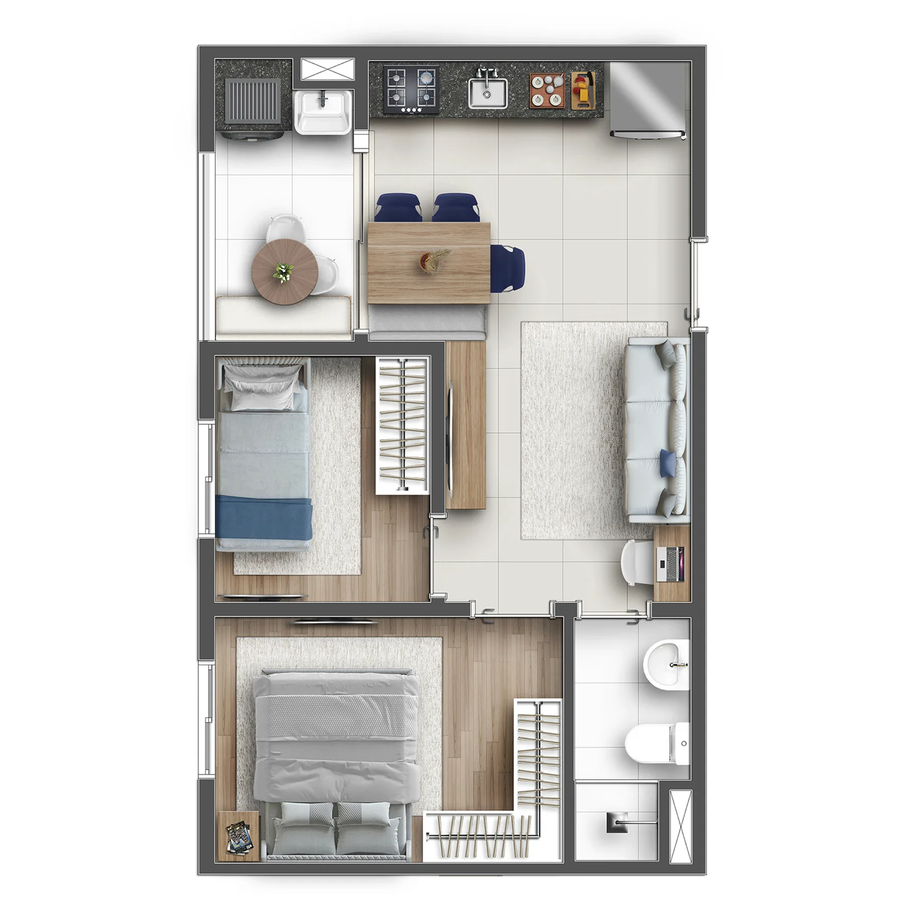 Planta do Hug Vitality — 2 dormitórios – 39,27 m²