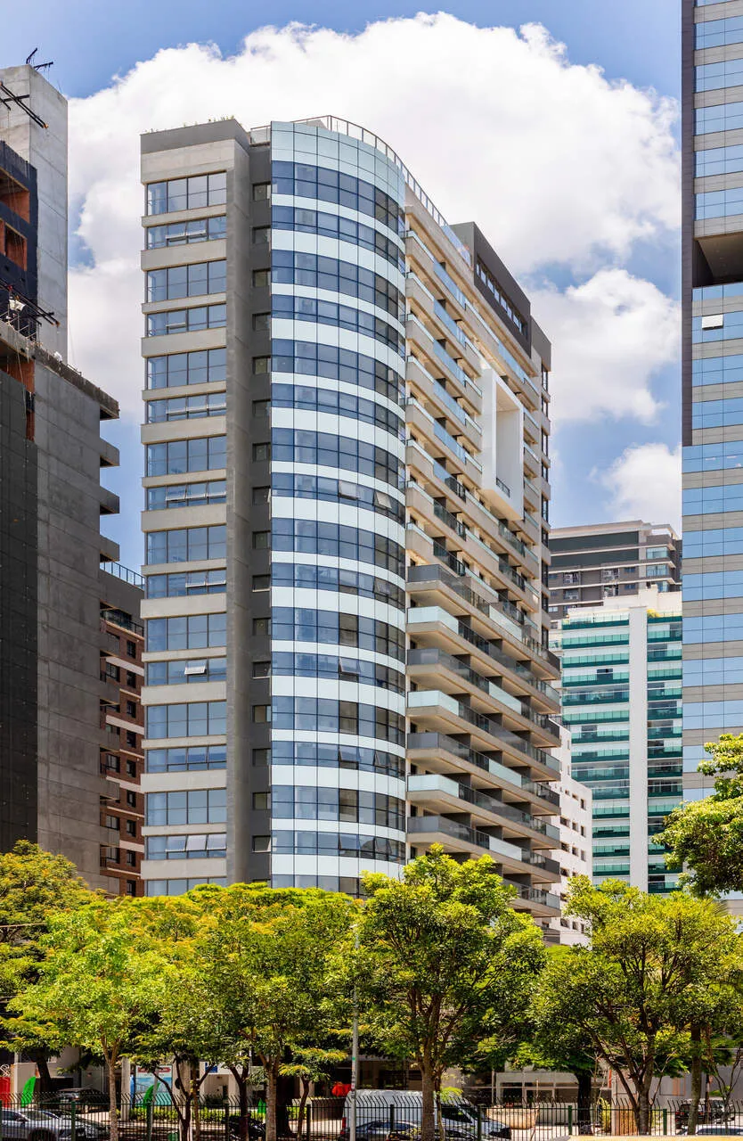 Fachada do Indi 70, lançamento em Moema, São Paulo