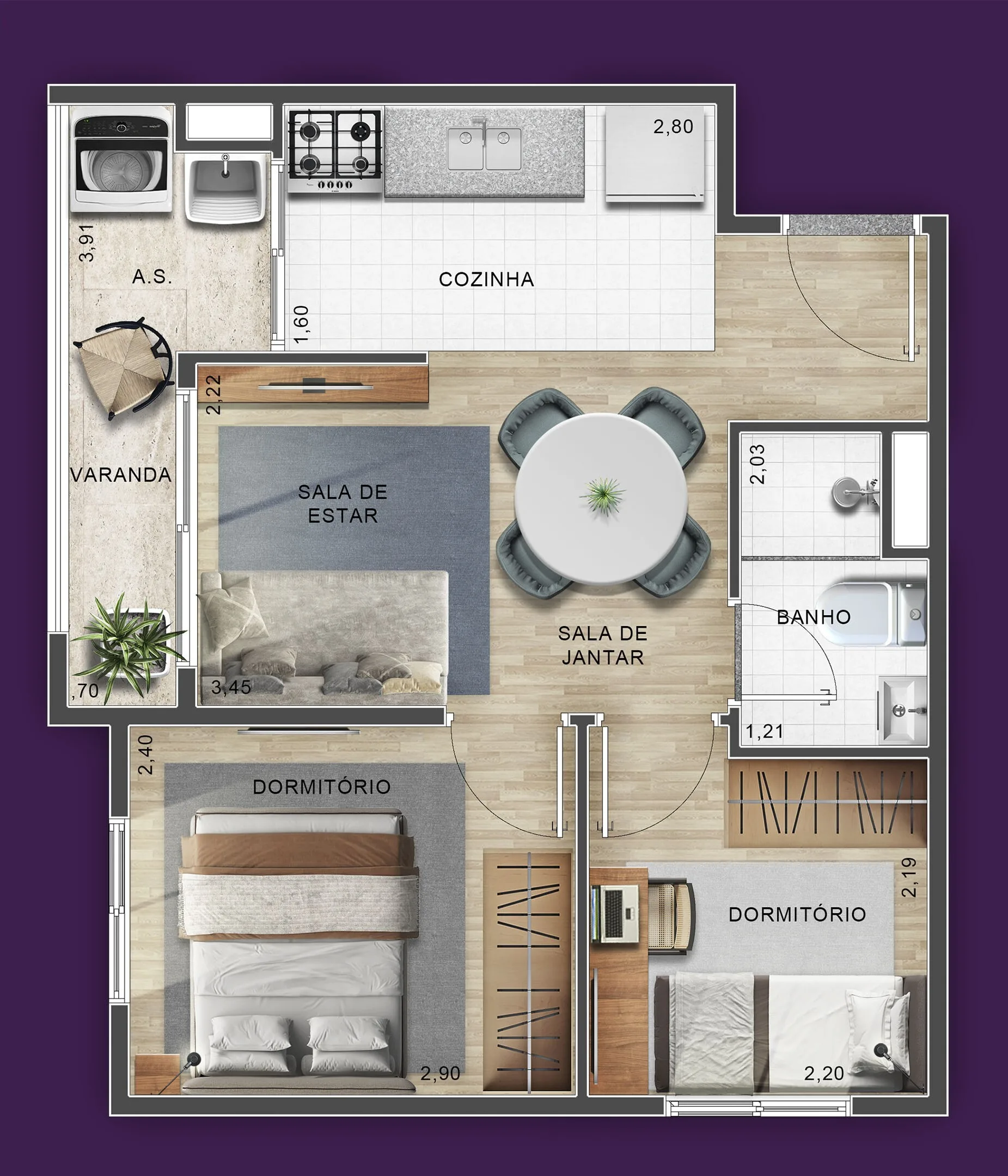 Planta do Innovare Aricanduva em Vila Aricanduva — 2 dormitórios – 38 m²