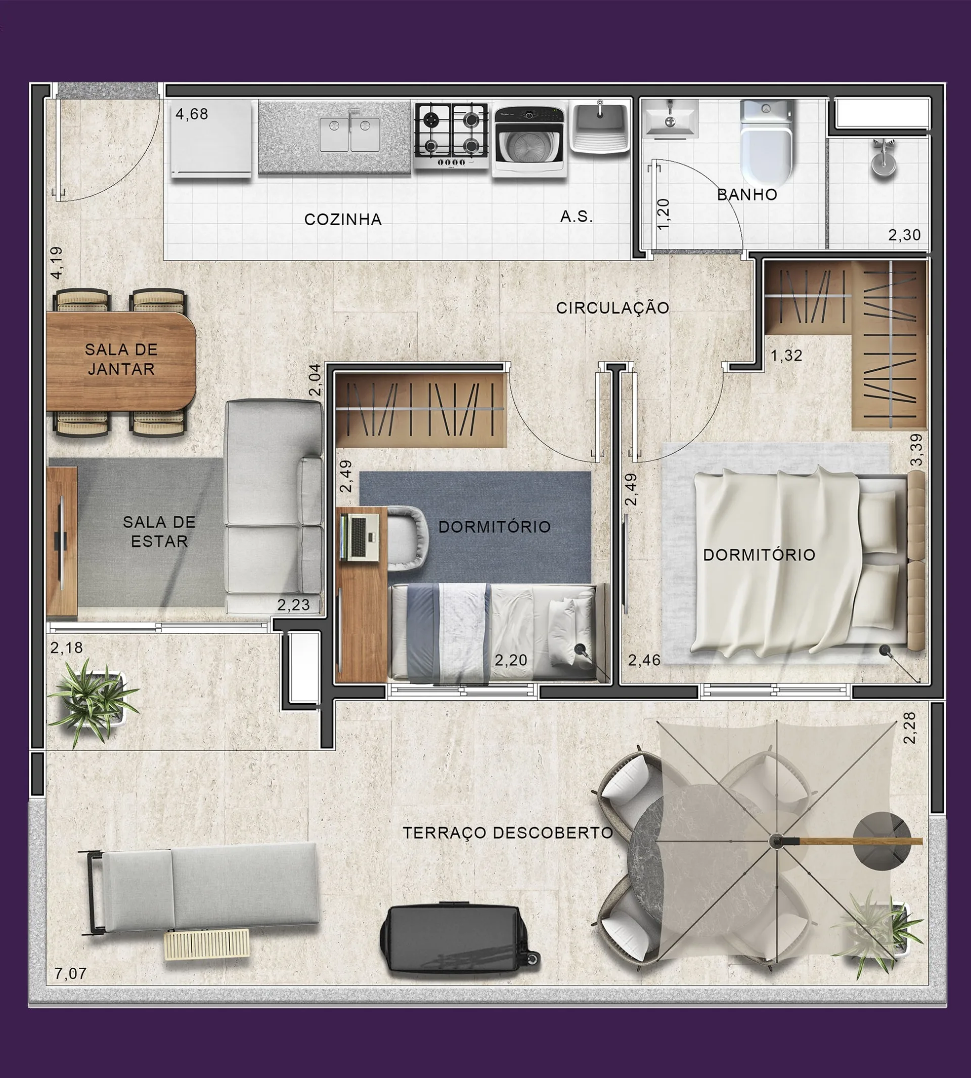Planta do Innovare Aricanduva em Vila Aricanduva — 2 dormitórios – 54 m² Garden