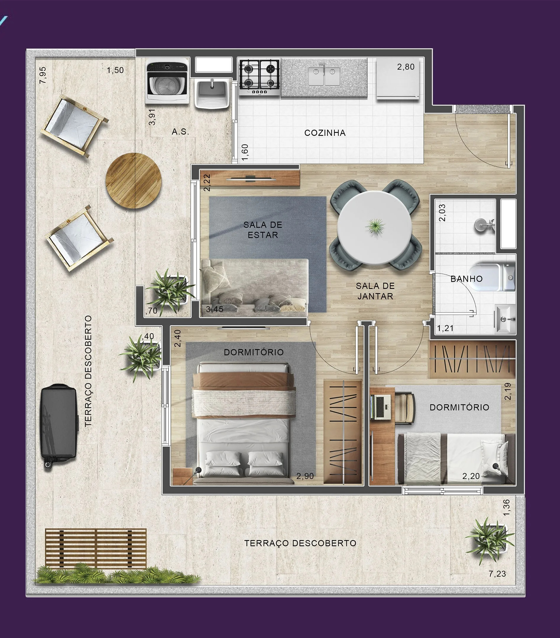 Planta do Innovare Aricanduva em Vila Aricanduva — 2 dormitórios – 60 m² Garden