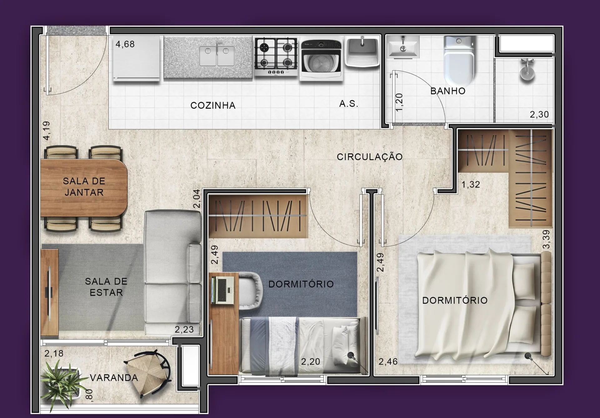 Planta do Innovare Aricanduva em Vila Aricanduva — 2 dormitórios – 38 m²
