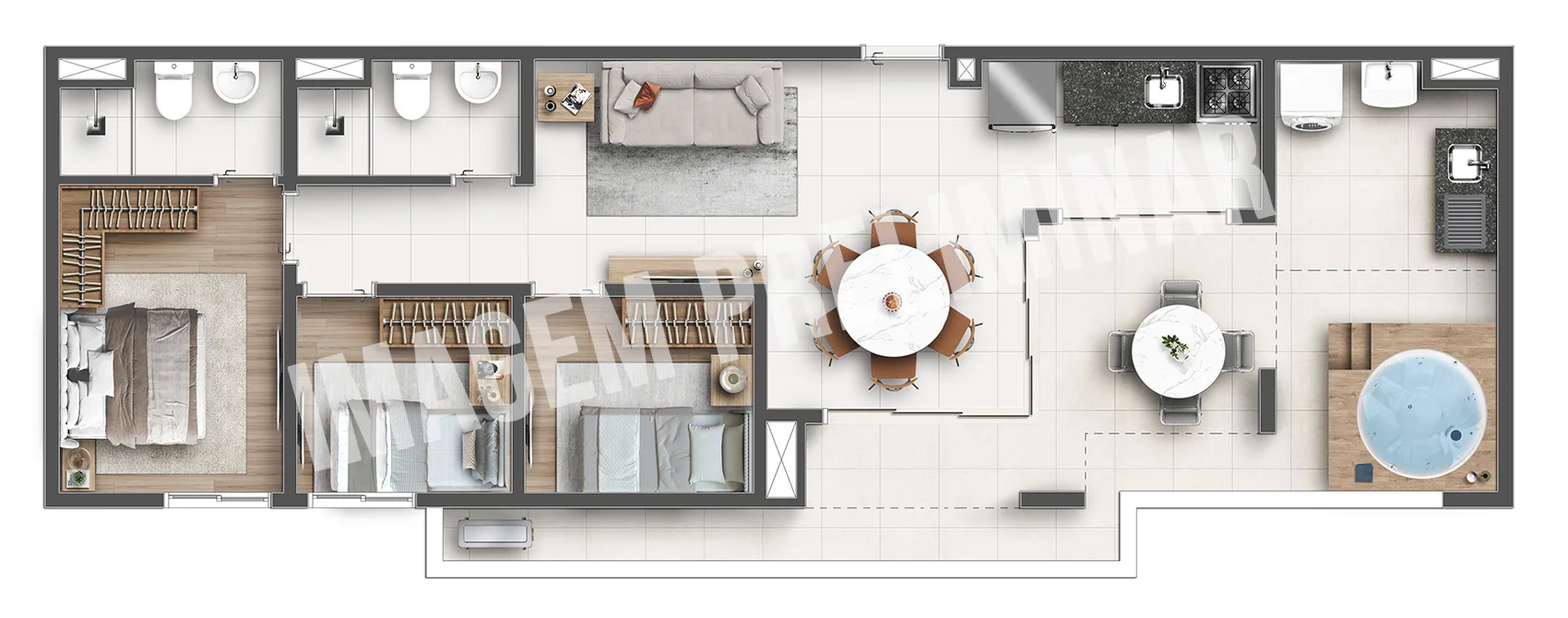 Planta do Inspire Esperança em Vila Esperança — 3 dormitórios – 89,28 m² Cobertura