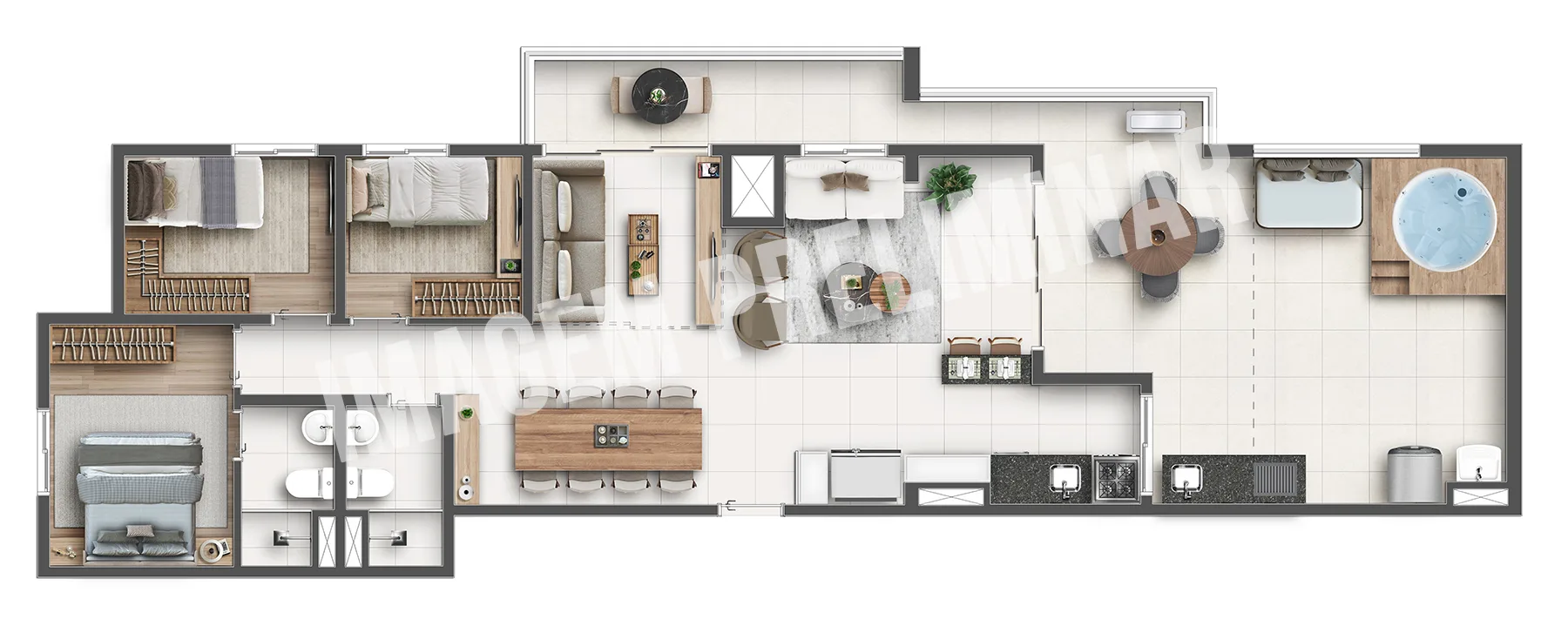 Planta do Inspire Esperança em Vila Esperança — 3 dormitórios – 89,28 m² Cobertura