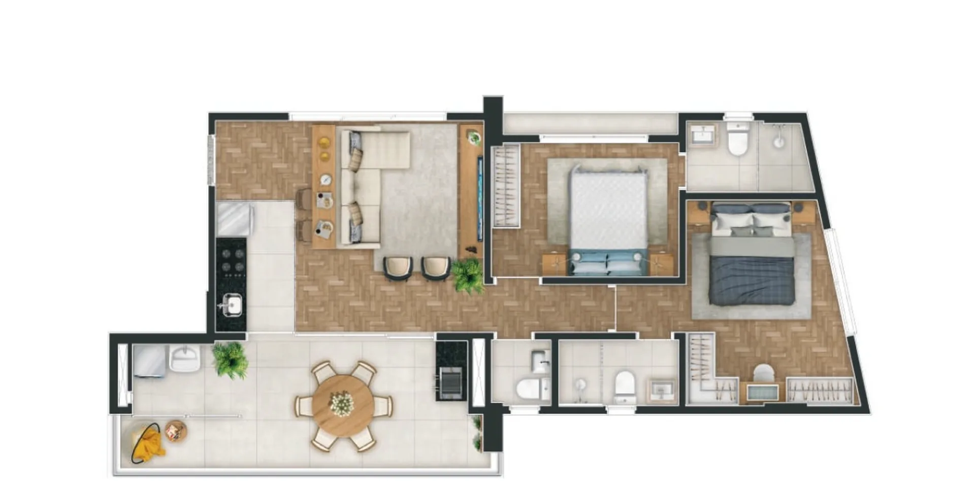 Planta do Ipo 93 — 2 dormitórios – 80 m²