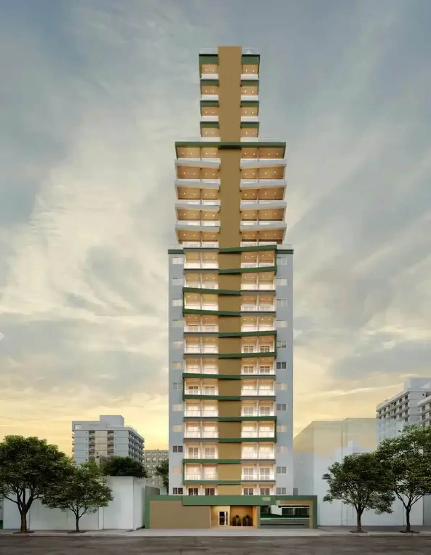 Fachada do Jade, lançamento em Bela Vista, São Paulo