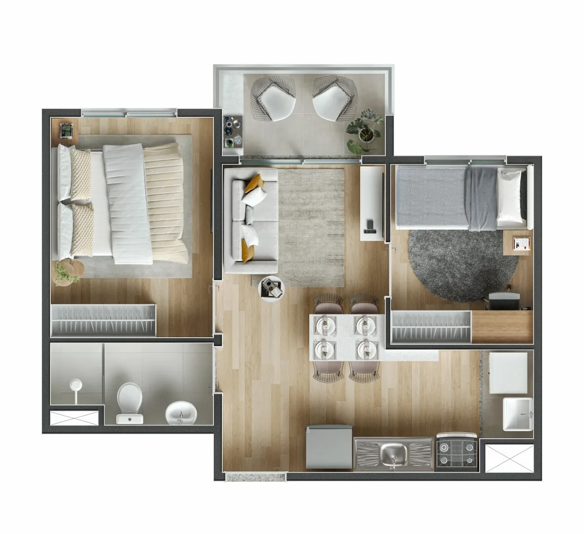 Planta do Jalico Sapopemba em Sapopemba — 2 dormitórios – 38,52 m²