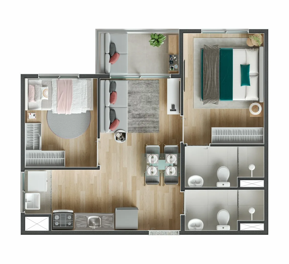 Planta do Jalico Sapopemba em Sapopemba — 2 dormitórios – 41,99 m²