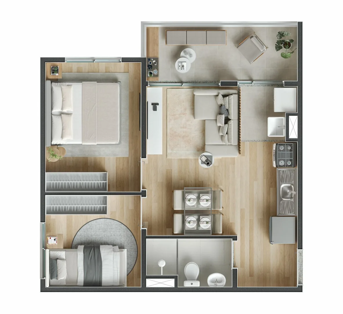 Planta do Jalico Sapopemba em Sapopemba — 2 dormitórios – 42,18 m²