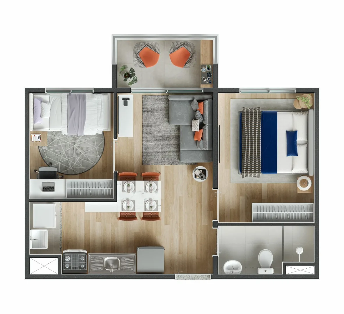 Planta do Jalico Sapopemba em Sapopemba — 2 dormitórios – 38,52 m²