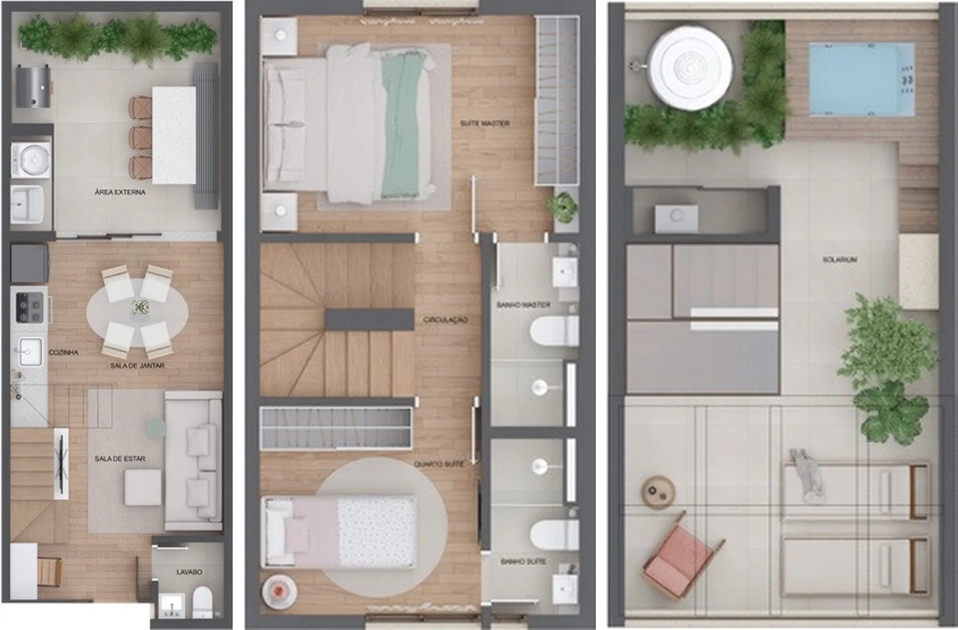 Planta da casa de 2 dormitórios e 107,21 m² do KZA Brooklin