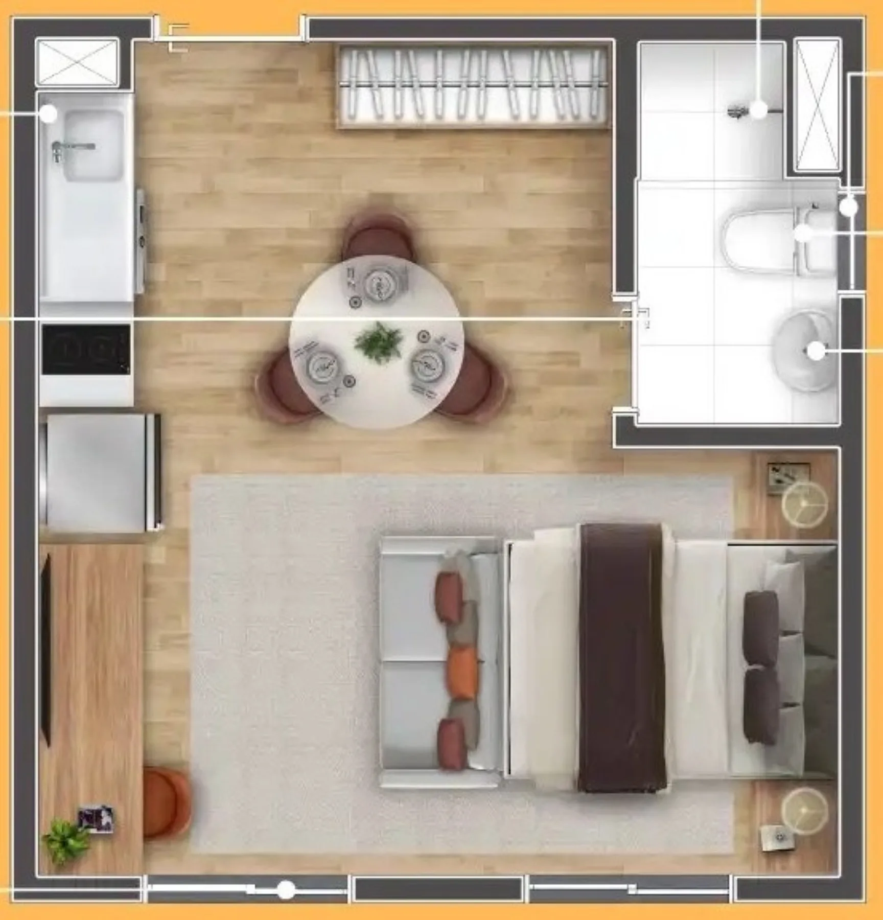 Planta do Longitude Estação José Bonifácio em Itaquera — 1 dormitório – 24,79 m² Studio