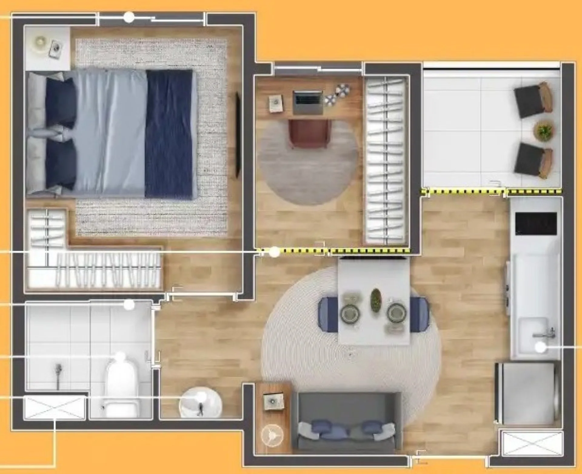 Planta do Longitude Estação José Bonifácio em Itaquera — 1 dormitório – 27,99 m²