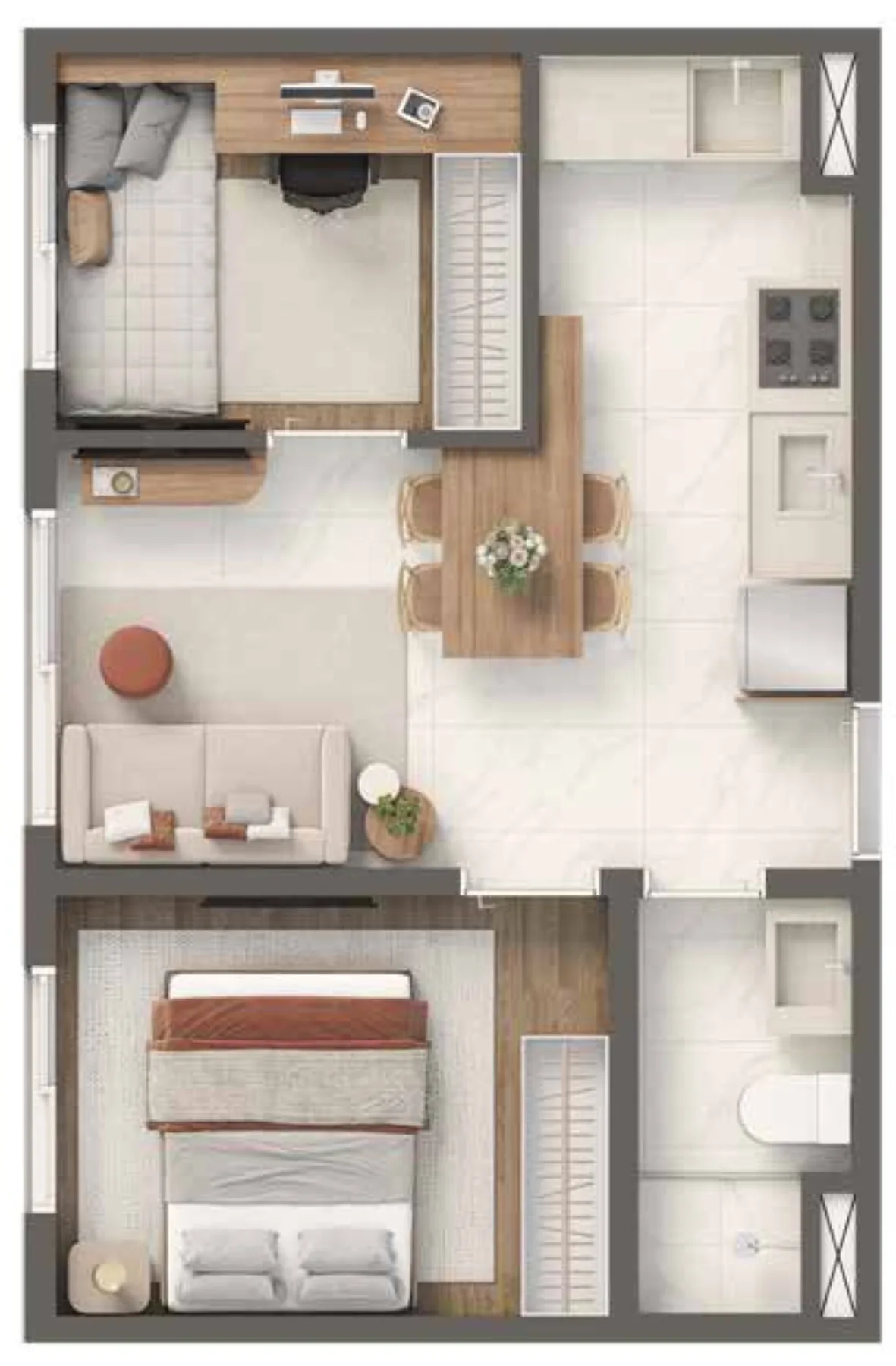 Planta do Look Vila Prudente — 2 dormitórios – 35 m²