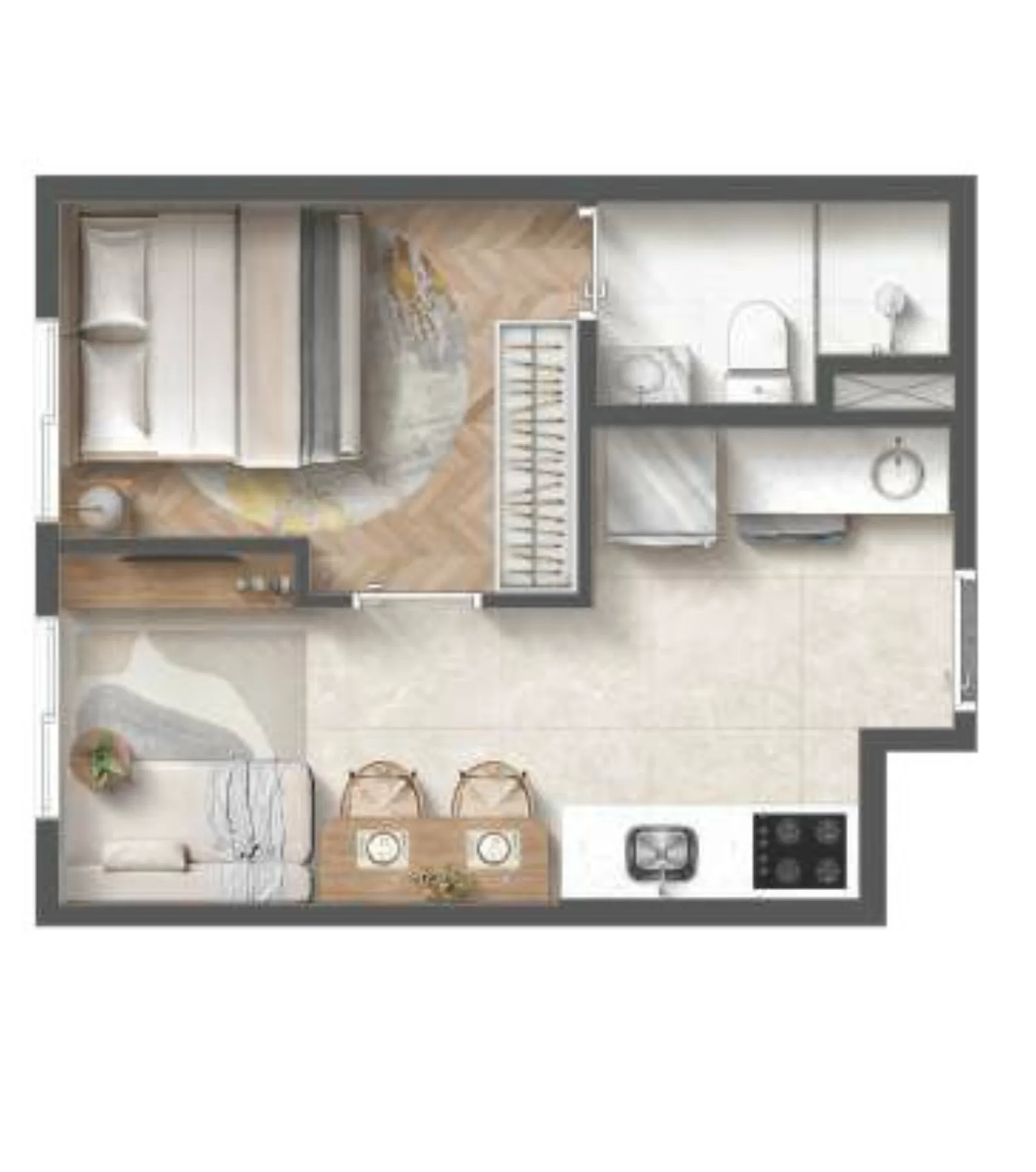 Planta do Lumy Penha em Vila Aricanduva — 1 dormitório – 24,43 m²