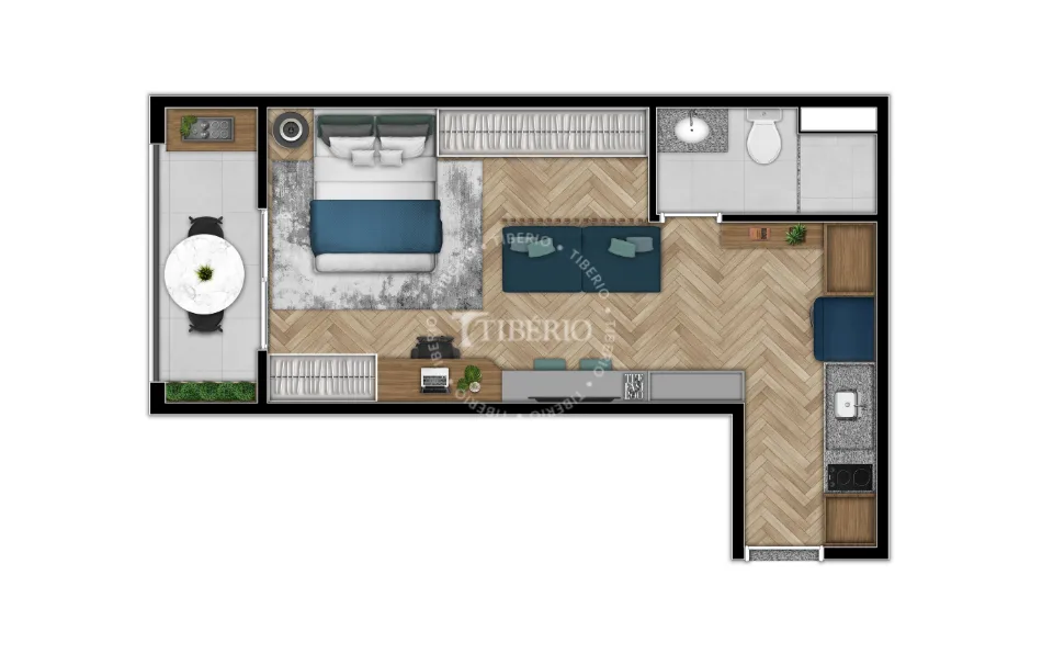 Planta do Max Belém em Belenzinho — 1 dormitório – 34,07 m² Studio