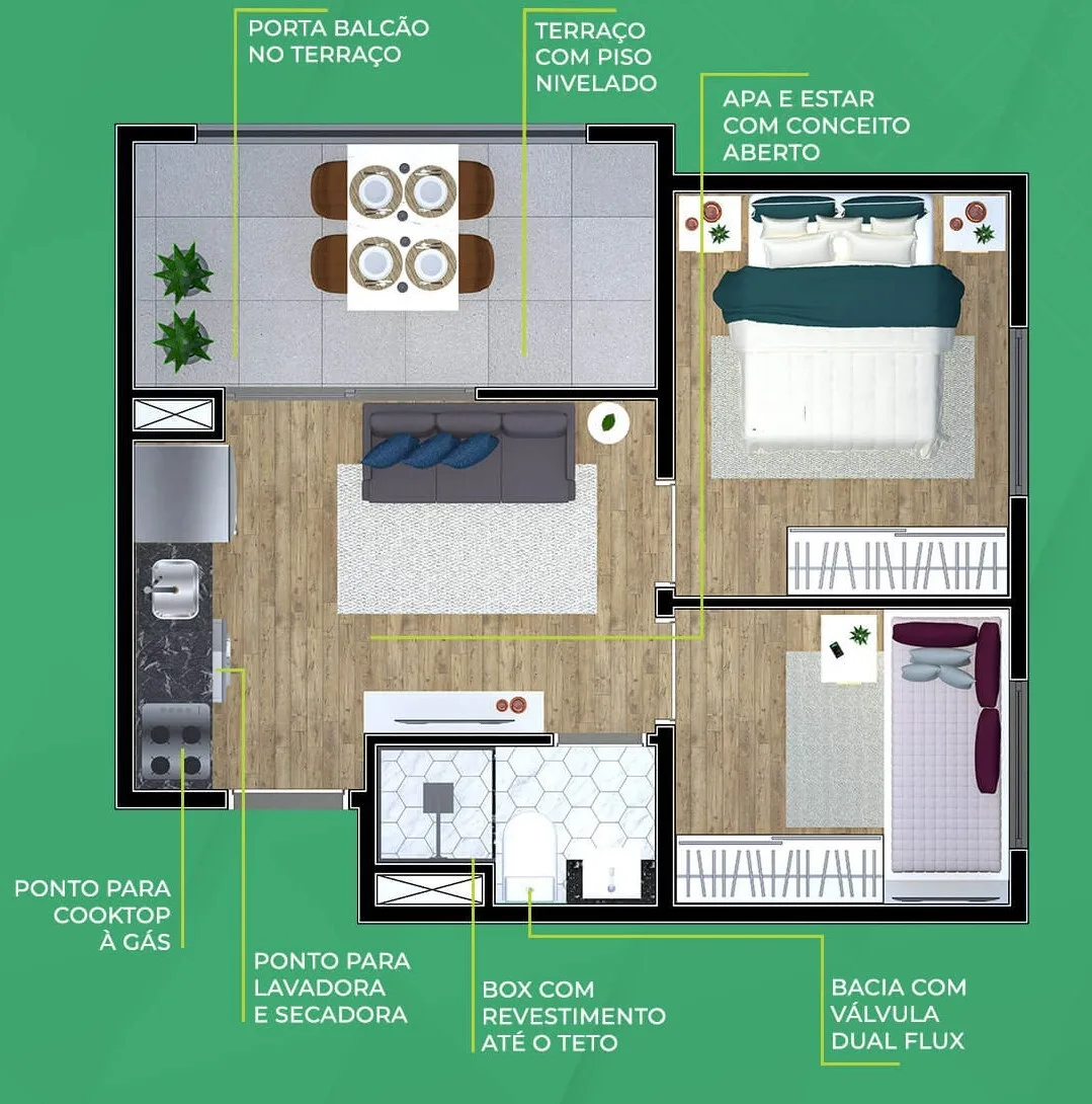 Planta do Metrocasa Casa Verde em Casa Verde — 2 dormitórios – 35 m²