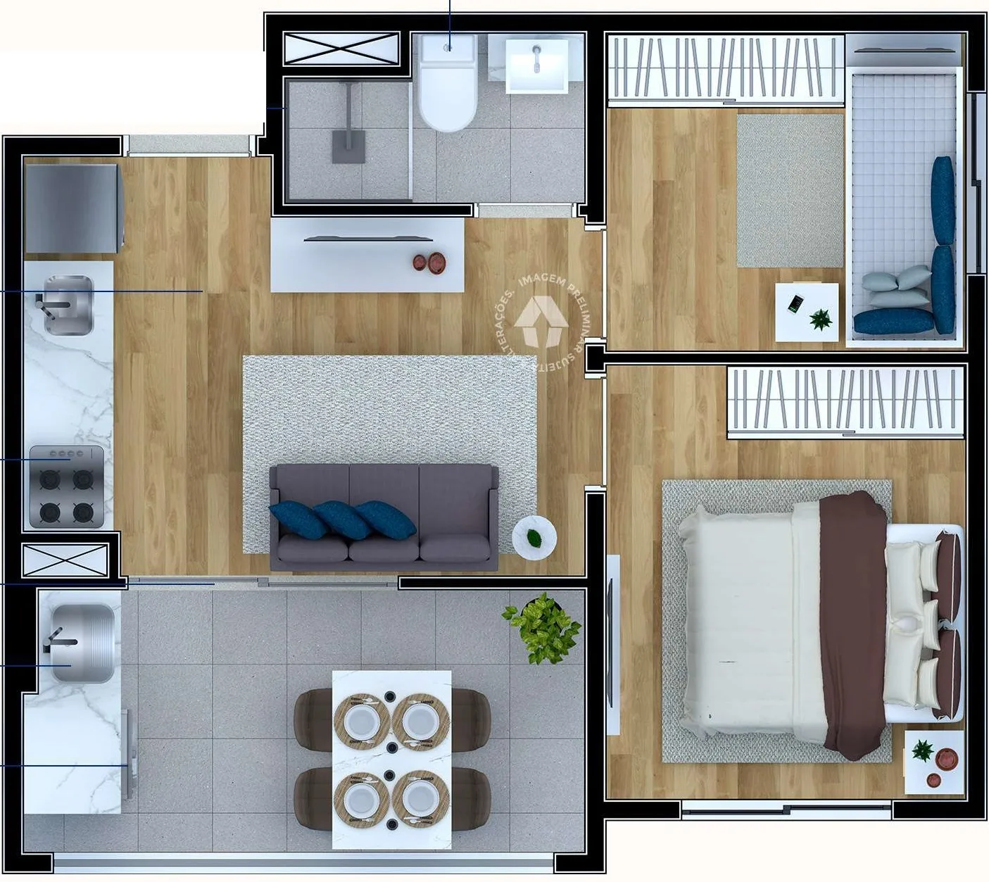 Planta do Metrocasa Cupecê em Cupecê — 2 dormitórios – 35 m²