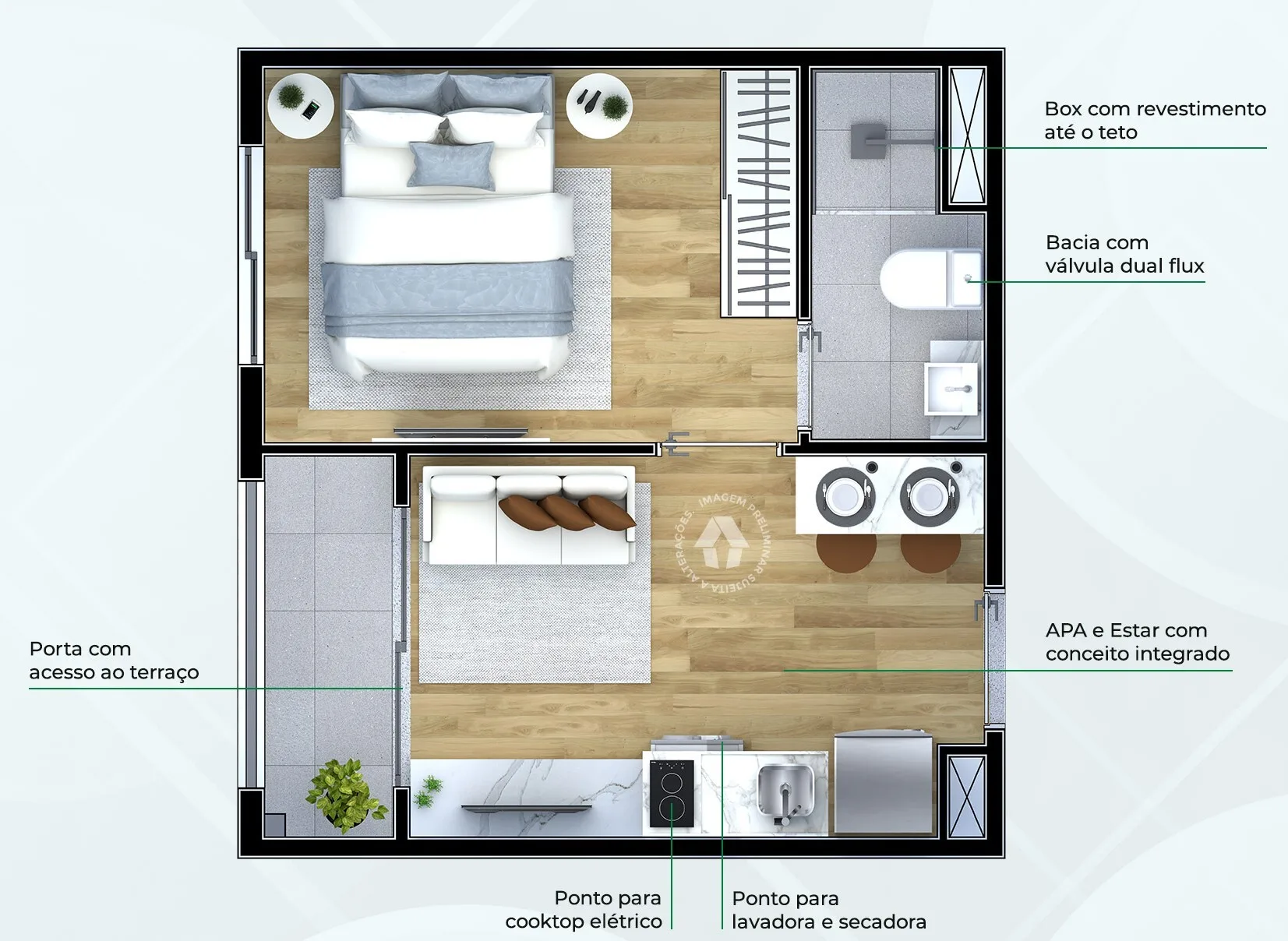 Planta do Metrocasa Estação Sacomã em Sacomã — 1 dormitório – 25 m²