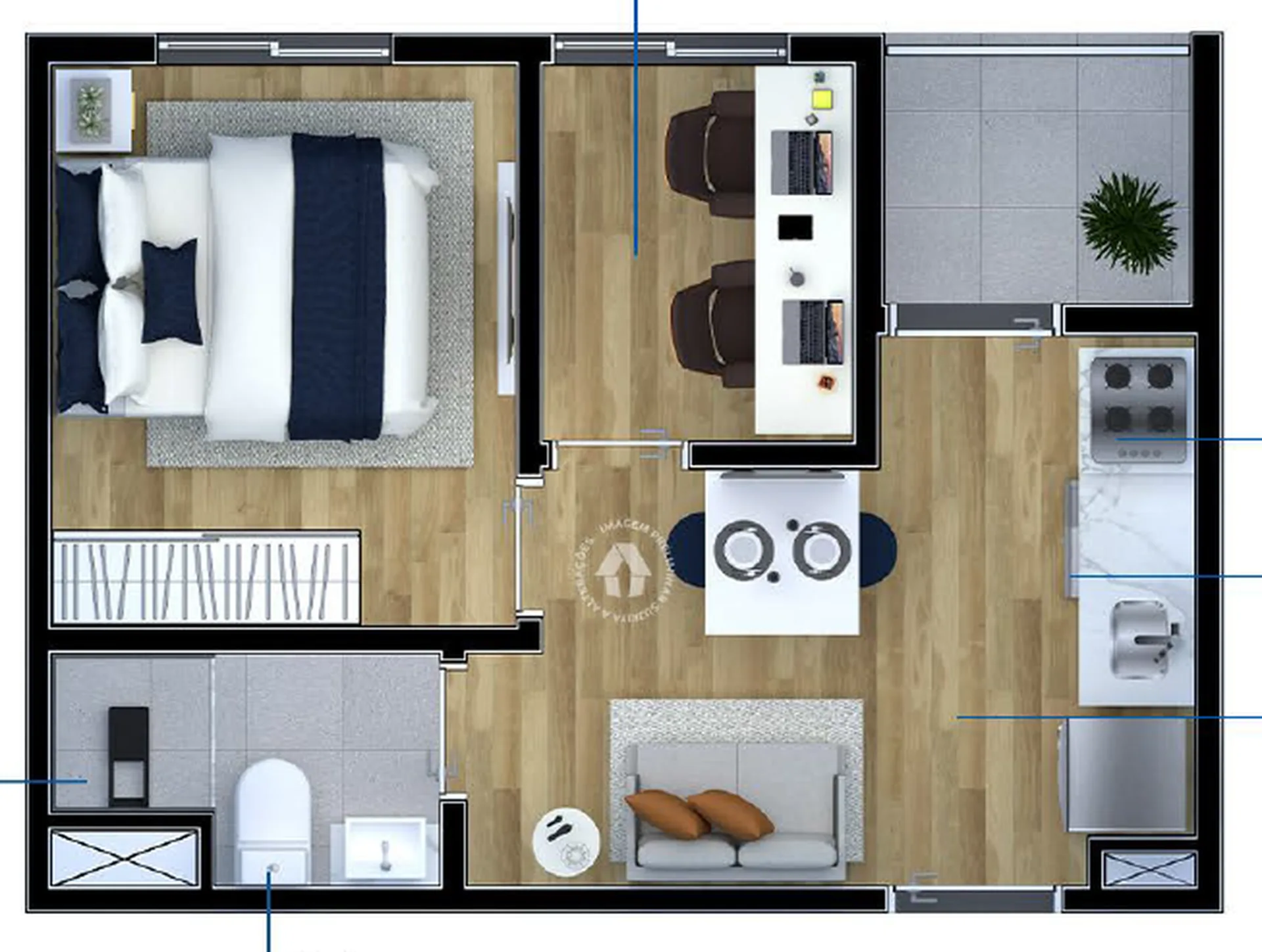 Planta do Metrocasa Estação Vila Tolstói — 1 dormitório – 28 m²