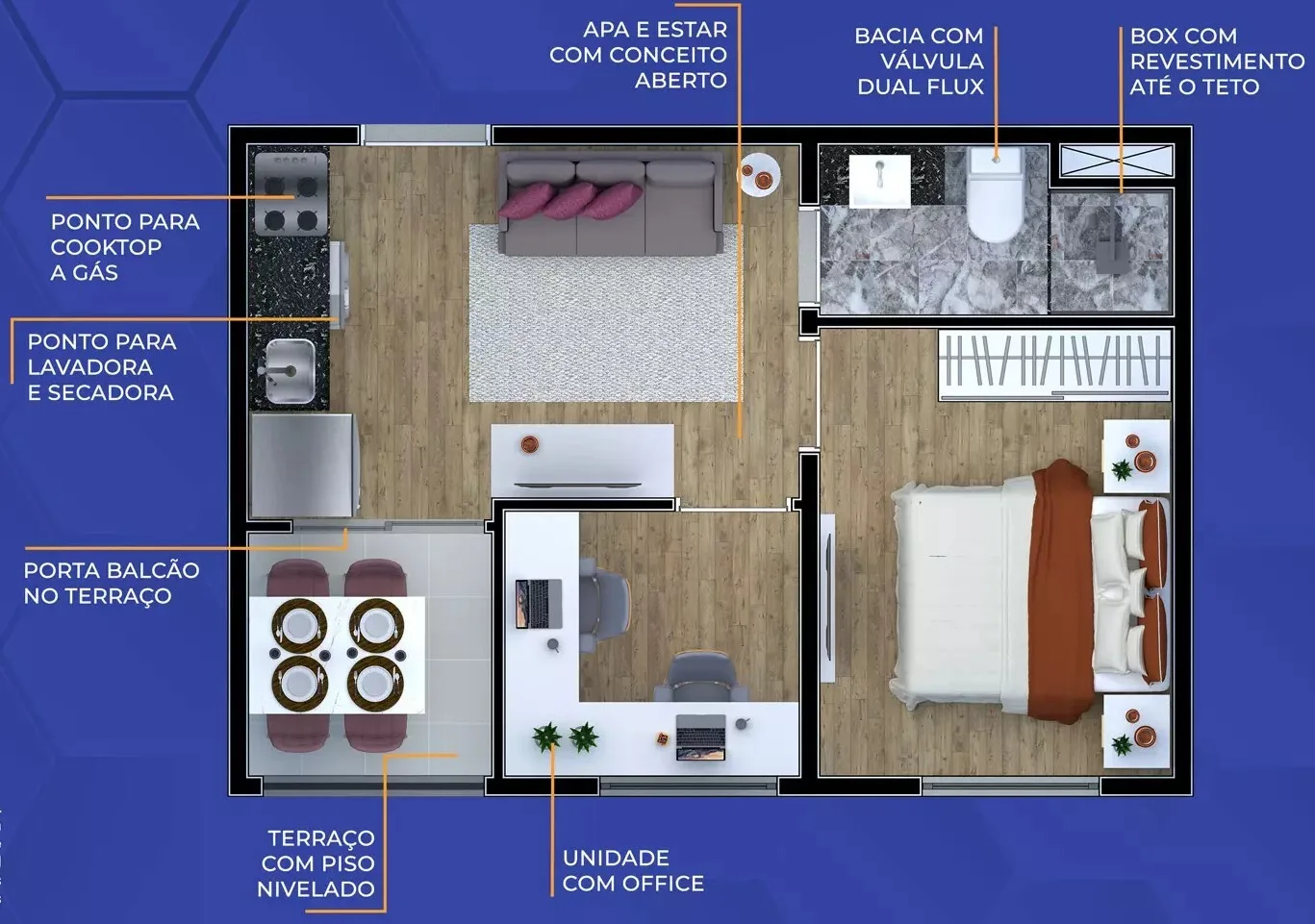 Planta do Metrocasa Pirituba II em Pirituba — 1 dormitório – 30 m²