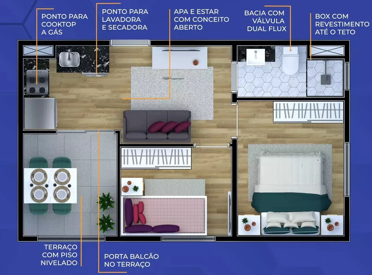 Planta do Metrocasa Pirituba II em Pirituba — 2 dormitórios – 34 m²