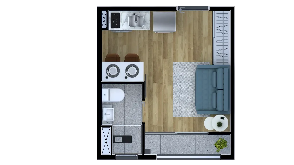 Planta do Metrocasa Vila Clarice — 1 dormitório – 17 m² Studio