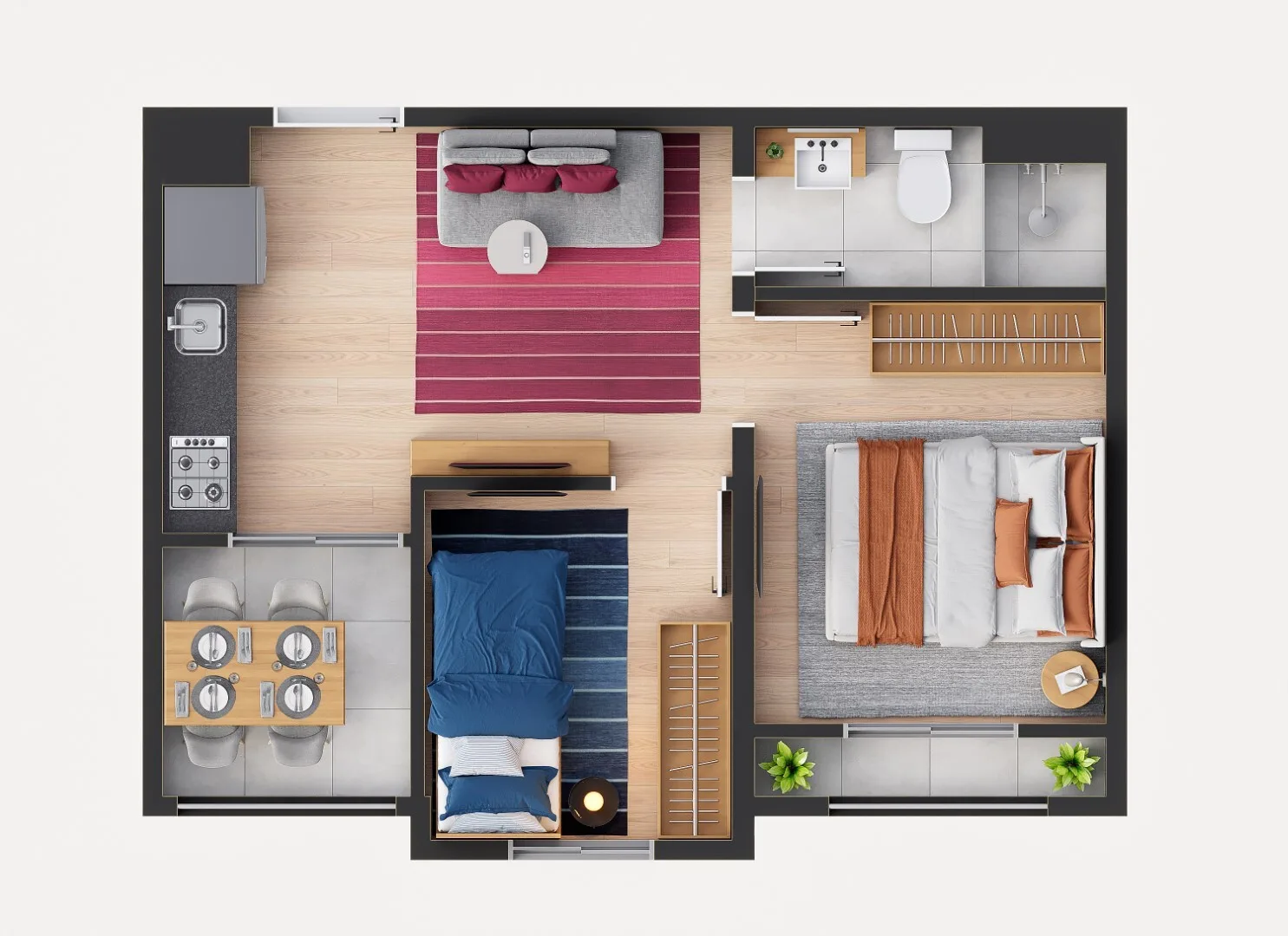 Planta do Mix Ipiranga em Ipiranga — 2 dormitórios – 33 m²