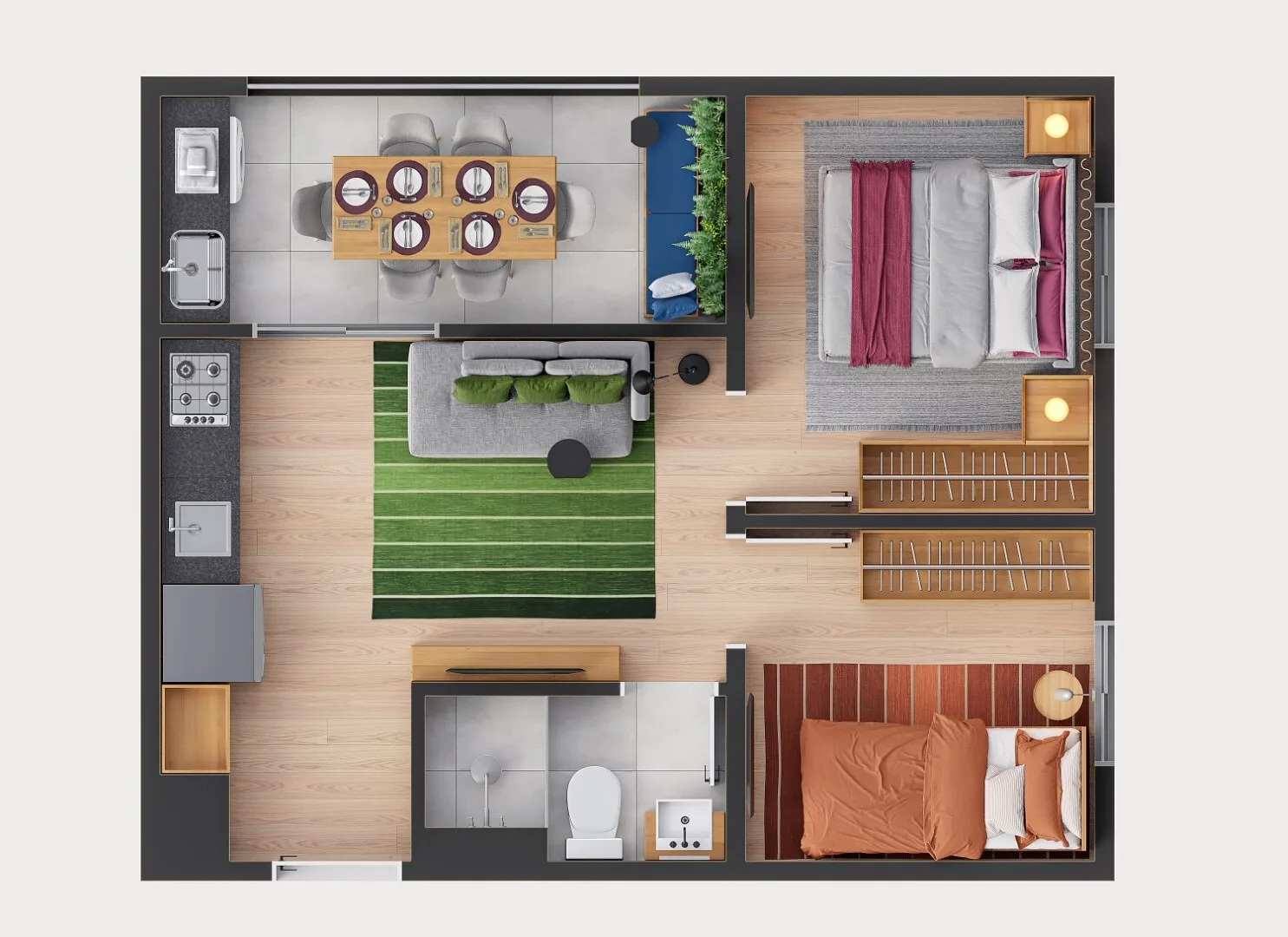 Planta do Mix Ipiranga em Ipiranga — 2 dormitórios – 37 m²