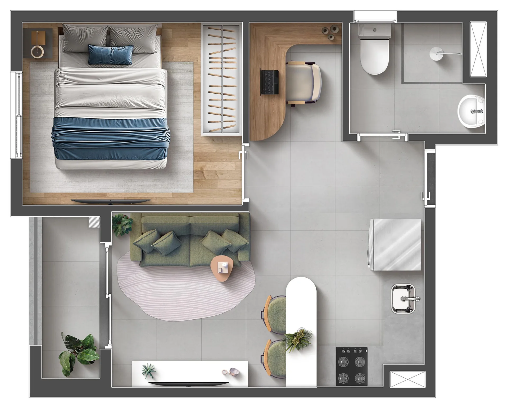 Planta do Mood Design Vila Carrão em Vila Carrão — 1 dormitório – 29,64 m²