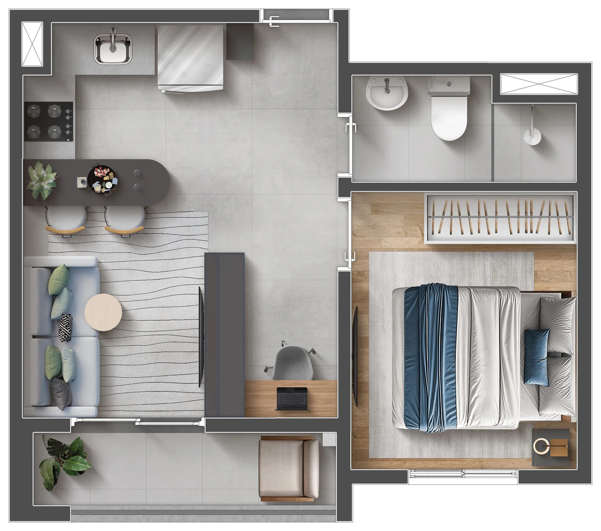 Planta do Mood Design Vila Carrão em Vila Carrão — 1 dormitório – 30,34 m²