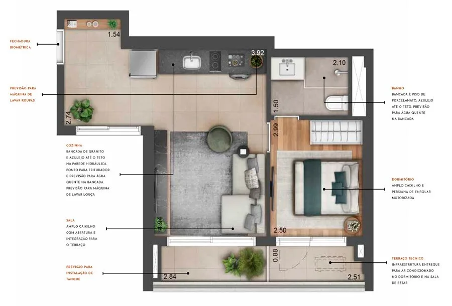 Planta do Most Moema Smart em Moema — 1 dormitório – 46 m²