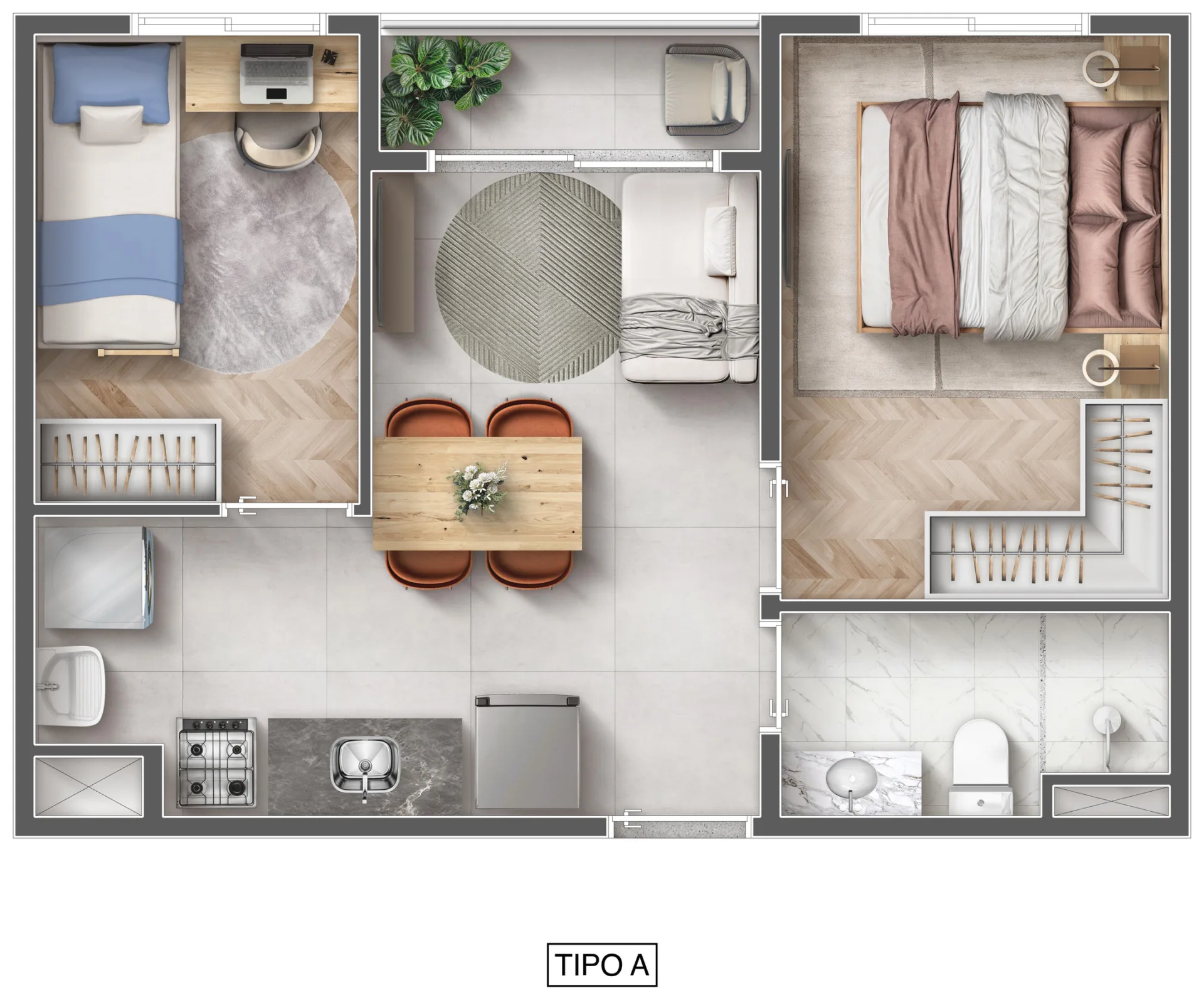 Planta do My Like Campo Limpo — 2 dormitórios – 37,01 m²
