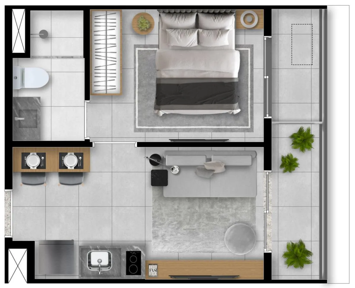 Planta do My One Vila Clementino em Vila Clementino — 1 dormitório – 29 m²