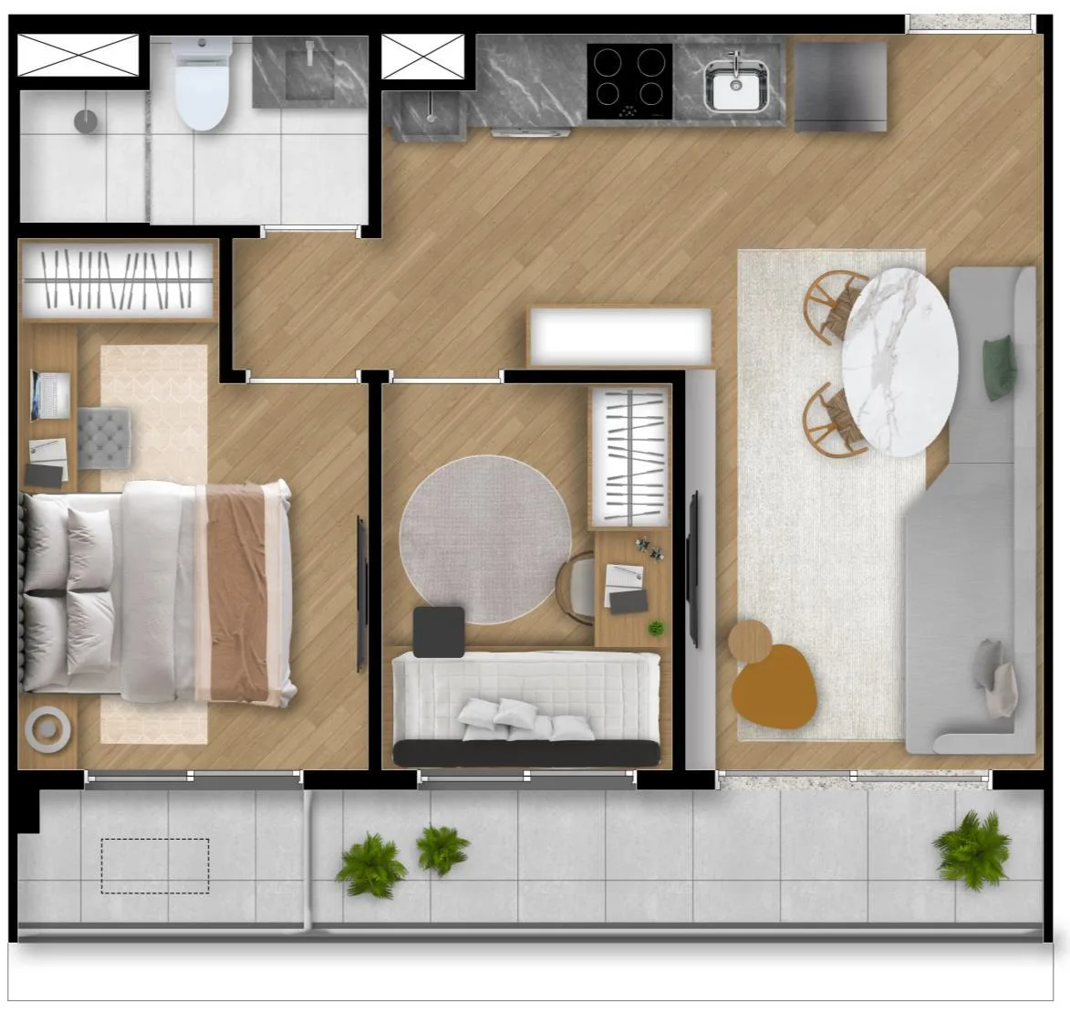 Planta do My One Vila Clementino em Vila Clementino — 2 dormitórios – 45 m²