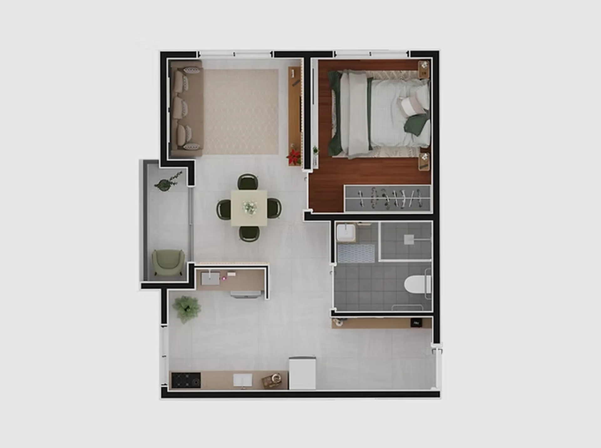 Planta do Neon Abdon Batista — 1 dormitório – 39 m²