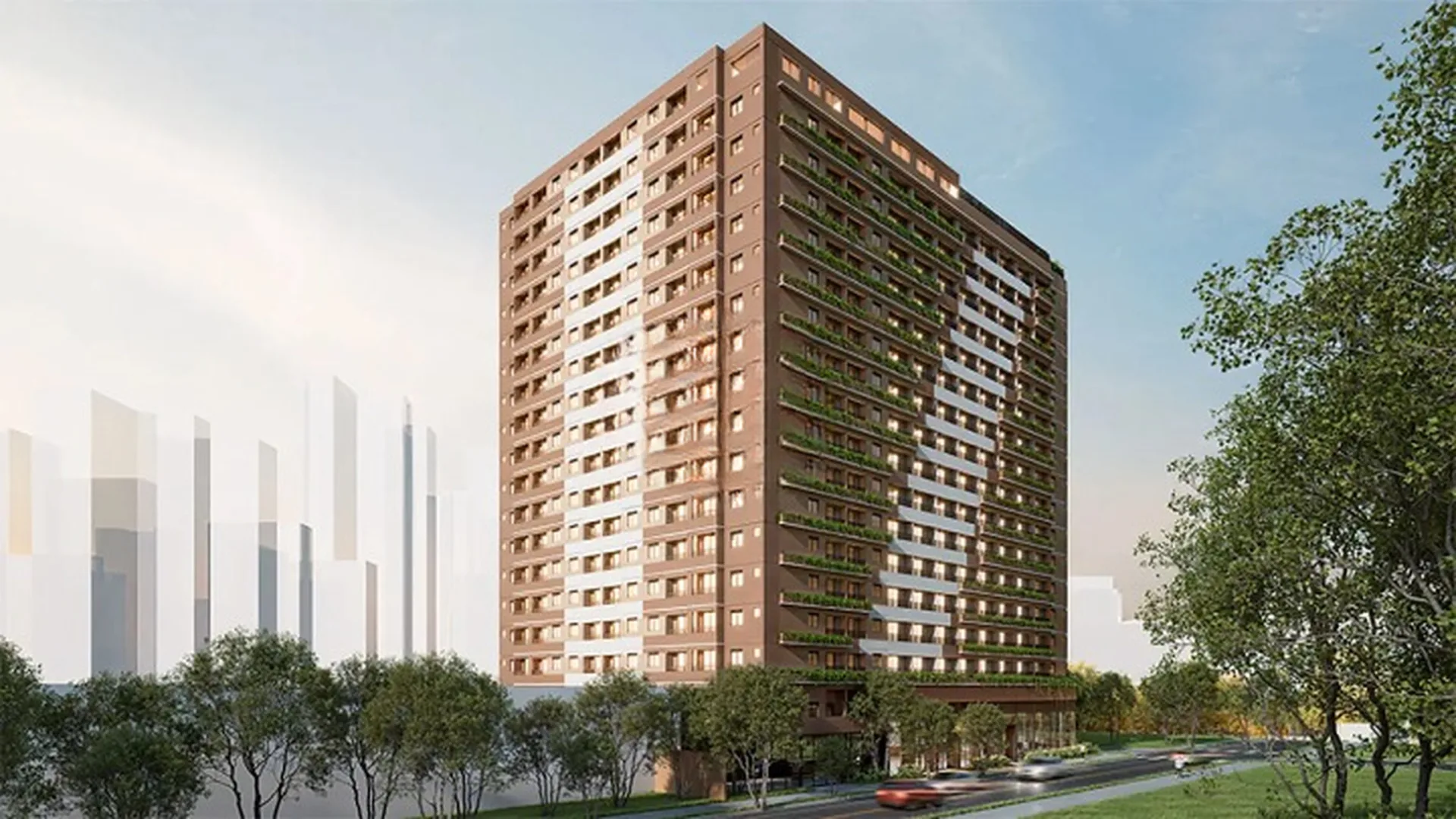 Fachada 2 do Nex One Cotovia Arapanés em Indianópolis, São Paulo